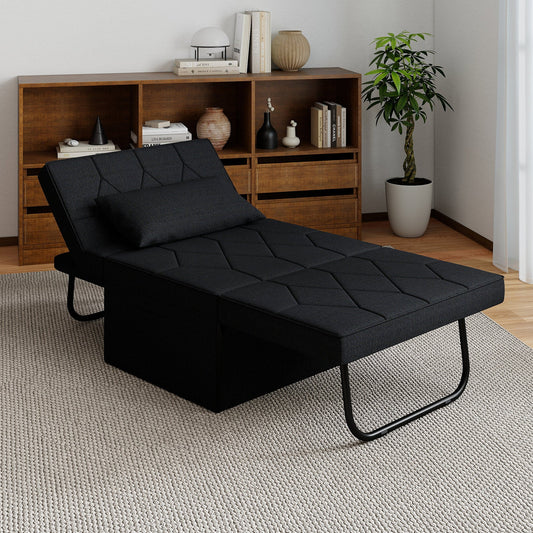 4-in-1 Foldable Sofa Bed Ottoman Convertible Sleeper Sofa Chair-Black
