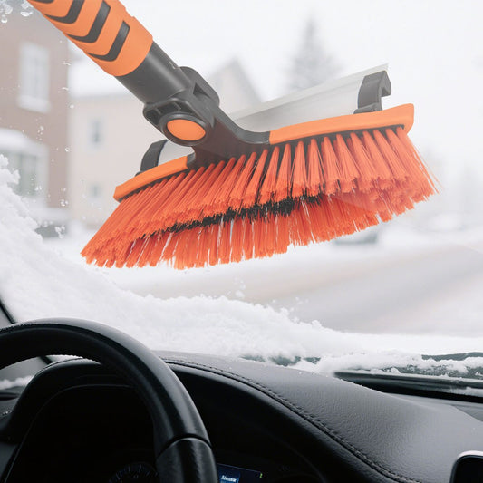 4 in 1 Extendable Snow Shovel 3 Adjustable Sizes Snow Kit for Car-Orange