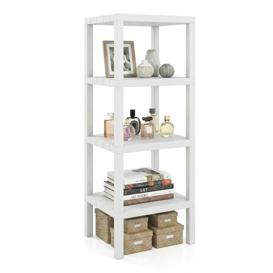 4-Tier Plastic Storage Shelf Freestanding Utility Rack-White