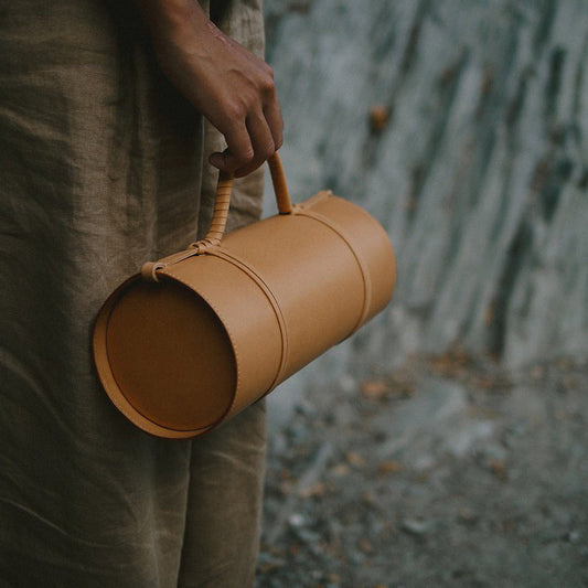 Women's Handwoven Bamboo Tube Bag | Sustainable Shoulder
