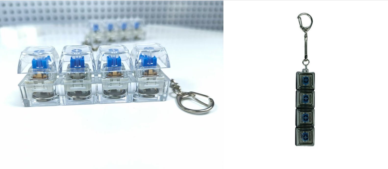 4Keys Mechanical Keyboard Electronic Luminous Transparent Crystal Height Pressure Reduction Finger Button Anti Stress Keycap Toy Schoolbag Pendant Keychain Decompression Clicker Gadget Gift | Luxury Home Accessories | Heulog Glow