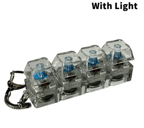 4Keys Mechanical Keyboard Electronic Luminous Transparent Crystal Height Pressure Reduction Finger Button Anti Stress Keycap Toy Schoolbag Pendant Keychain Decompression Clicker Gadget Gift | Luxury Home Accessories | Heulog Glow