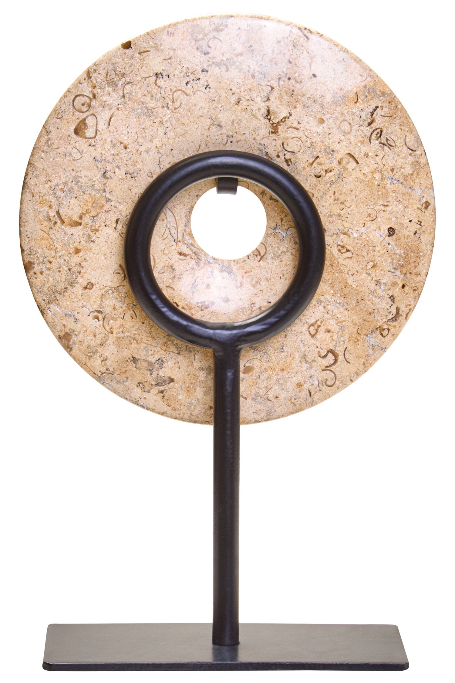 Zoro Extra Small Natural Speckled Marble Round Dia 15cm Disc Sculpture