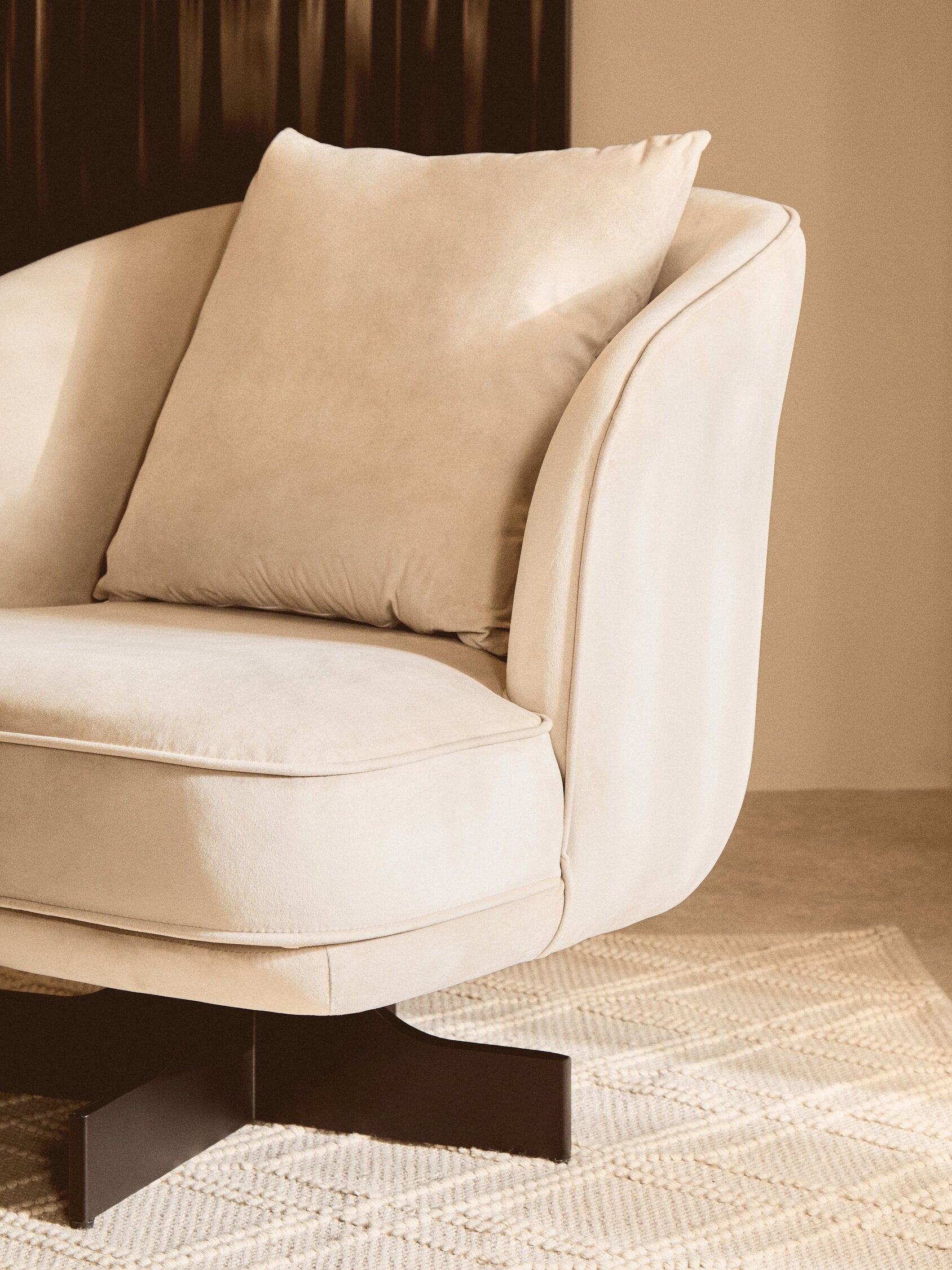 Hale Cream Velvet Swivel Chair