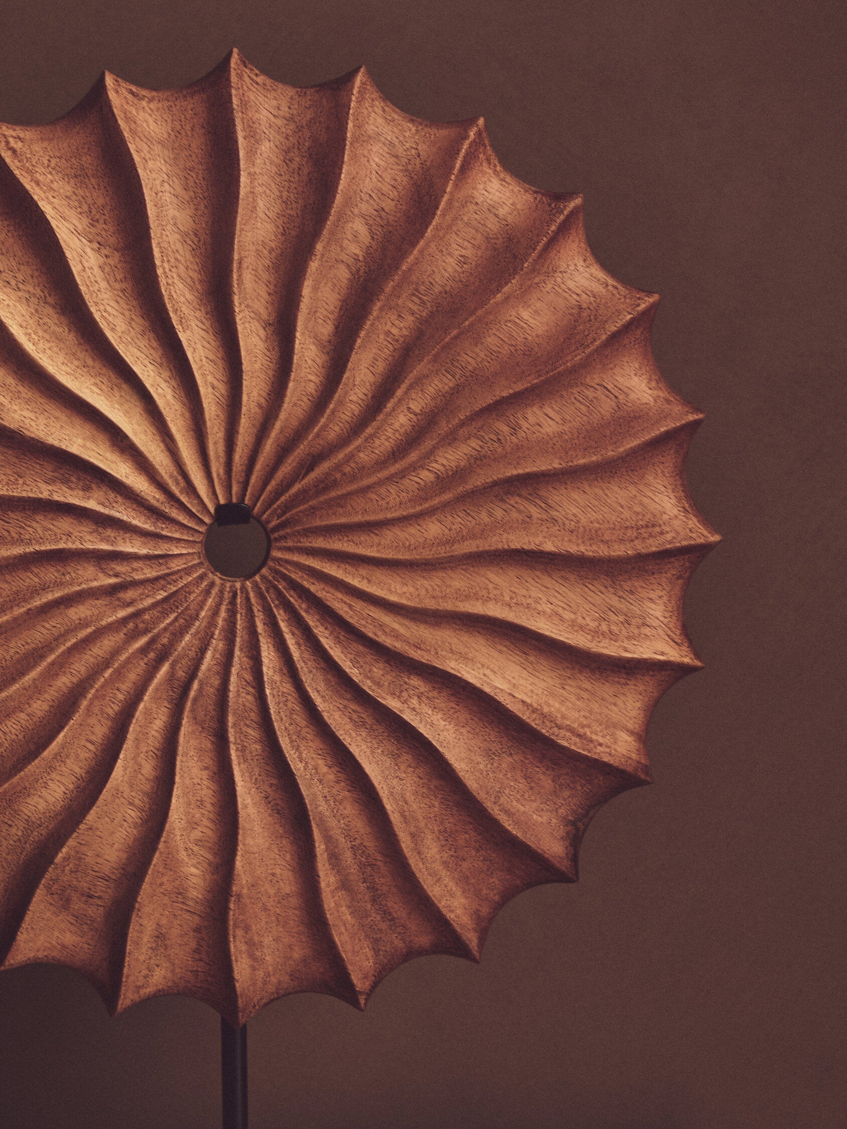 Westo Natural Wood Round Sculpture with Travertine Base