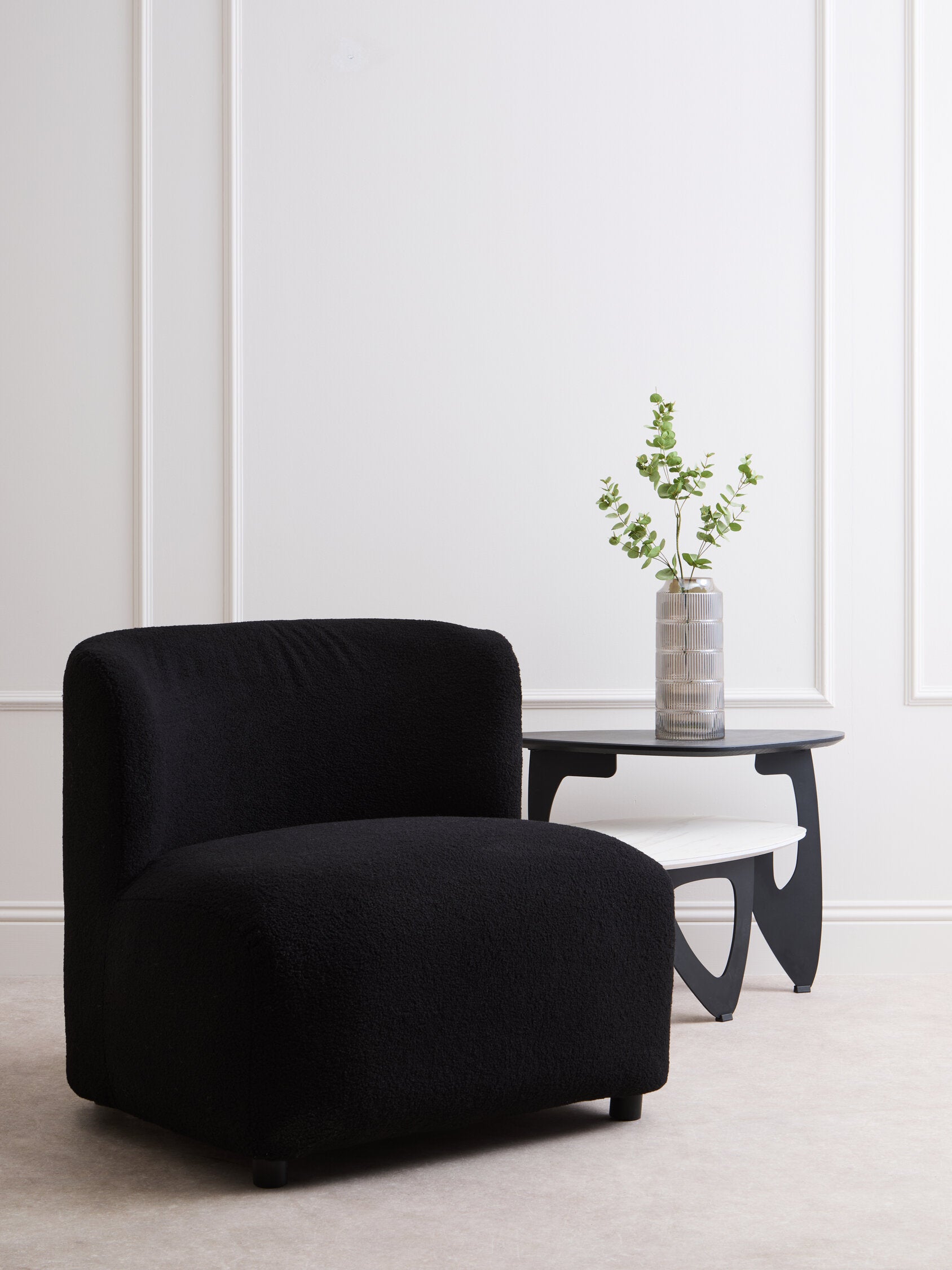 Montreal Black Boucle Effect Armless Lounge Chair