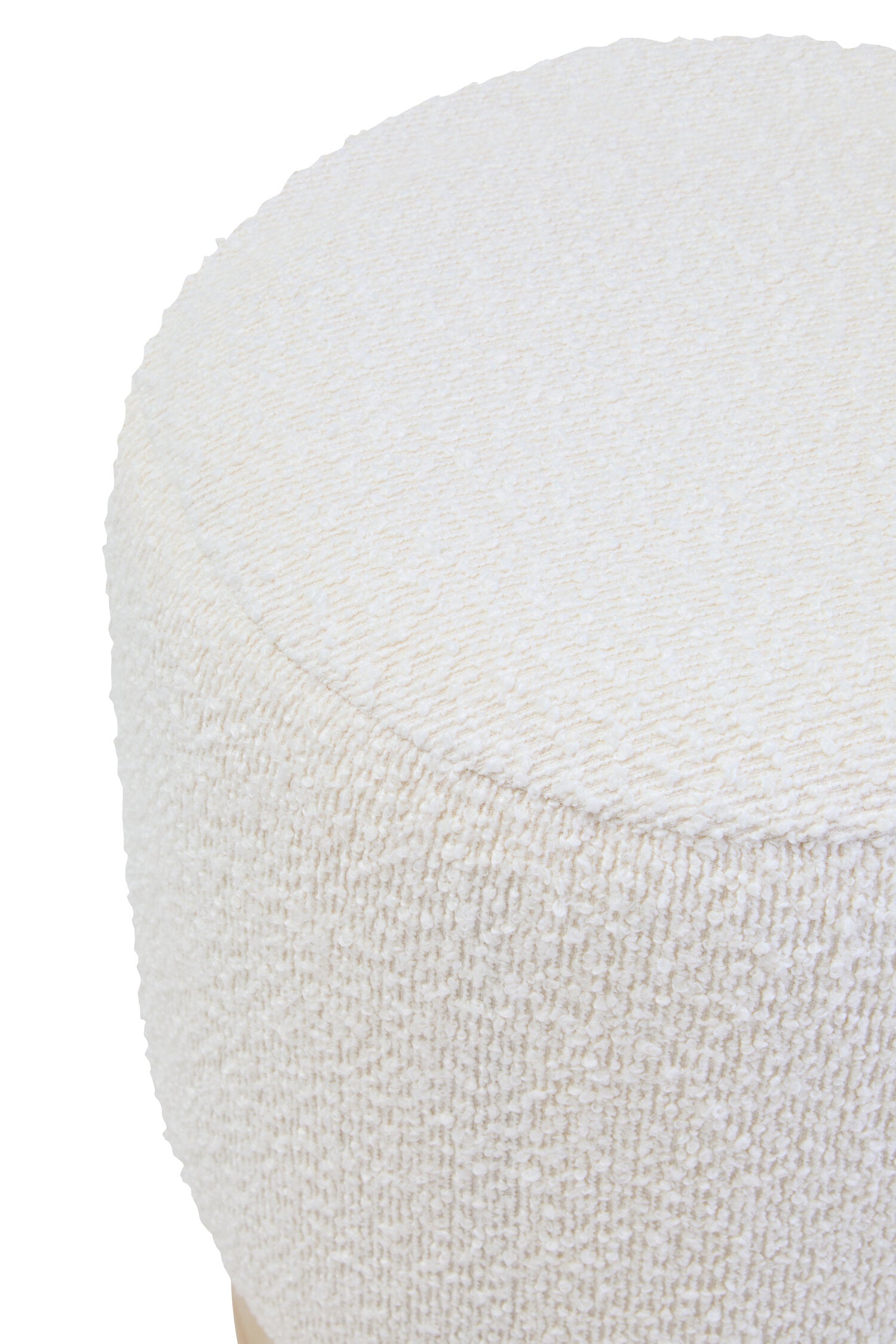 Mota Burl Wood And Cream Boucle Round Stool