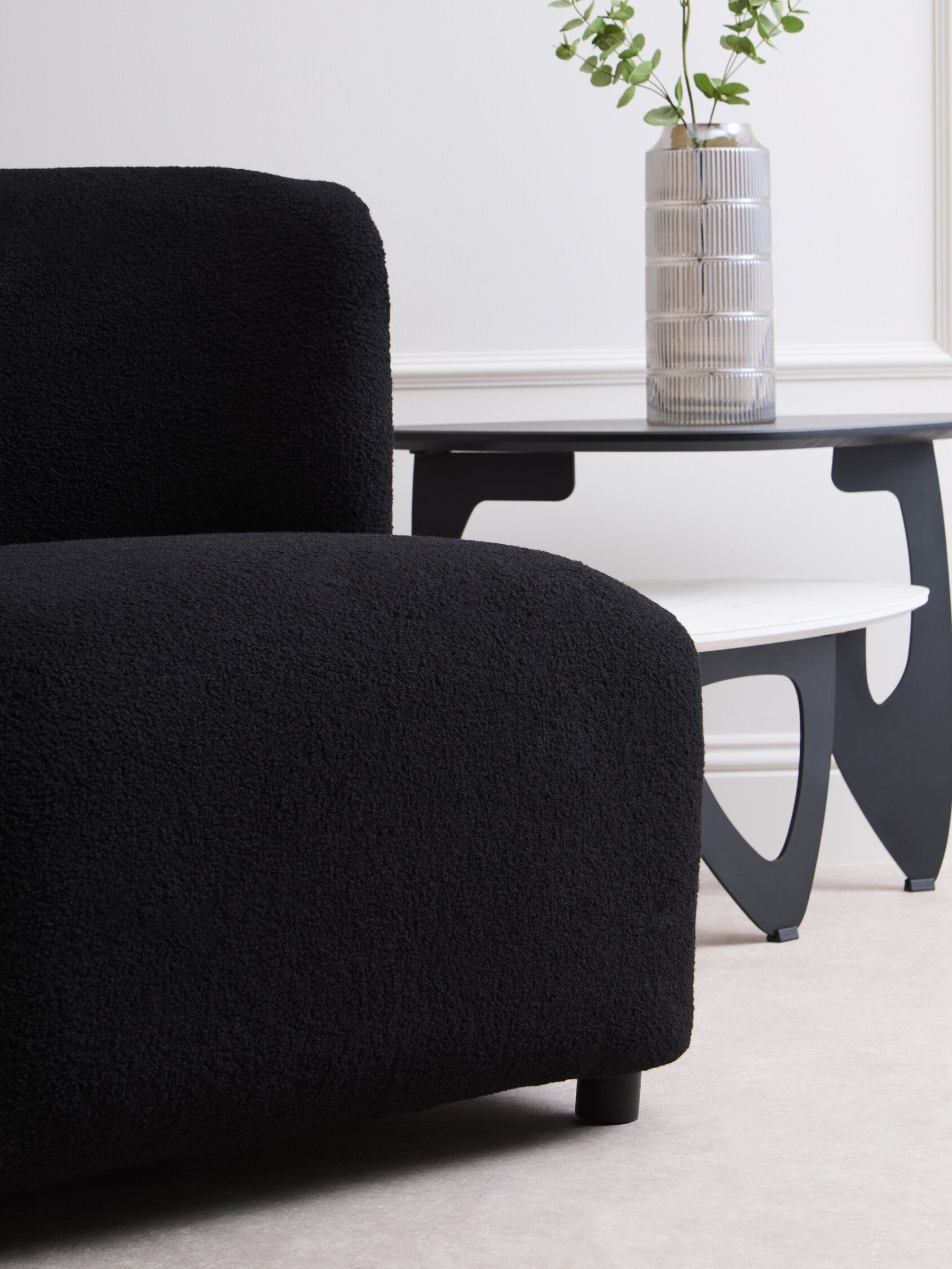 Montreal Black Boucle Effect Armless Lounge Chair