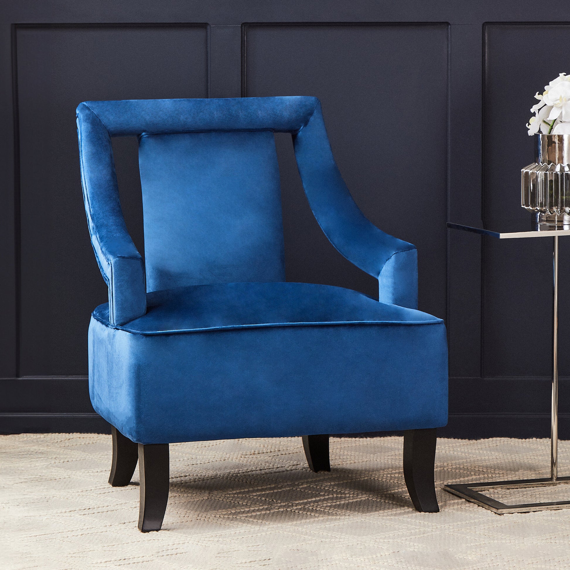 Faye Midnight Blue Velvet Chair