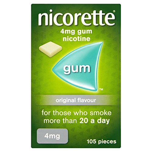 Nicorette Original Chewing Gum, 4 mg, 105 Pieces (Quit Smoking & Stop Smoking Aid)- Sugar free