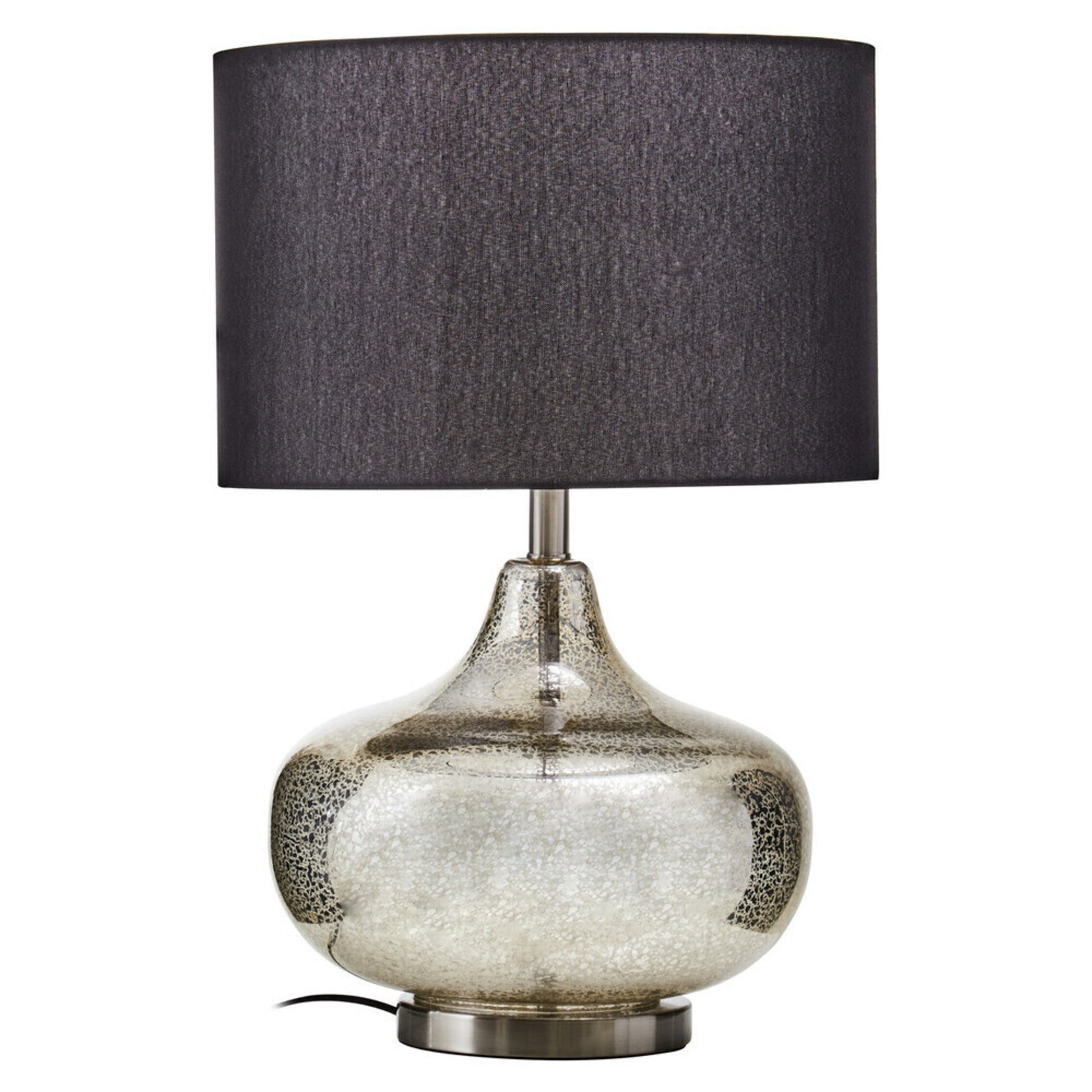 Luz Silver Glass with Black Shade Table Lamp