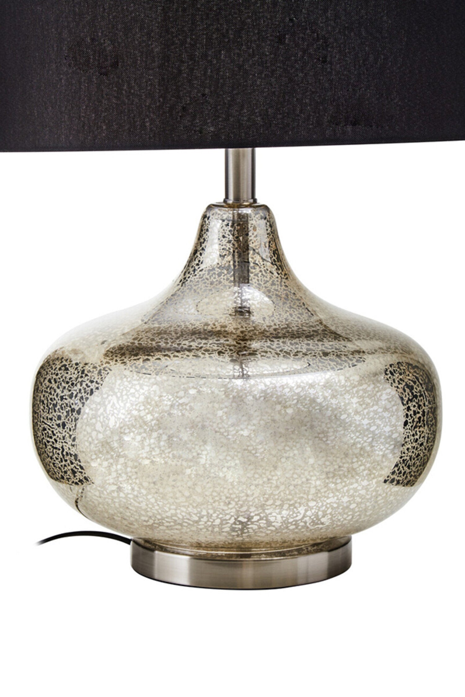 Luz Silver Glass with Black Shade Table Lamp