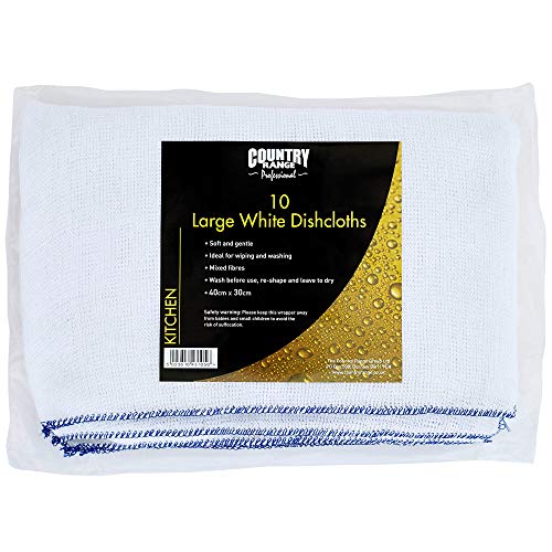 Country Range Large White Dishcloths 40 x 30cm - 1x10
