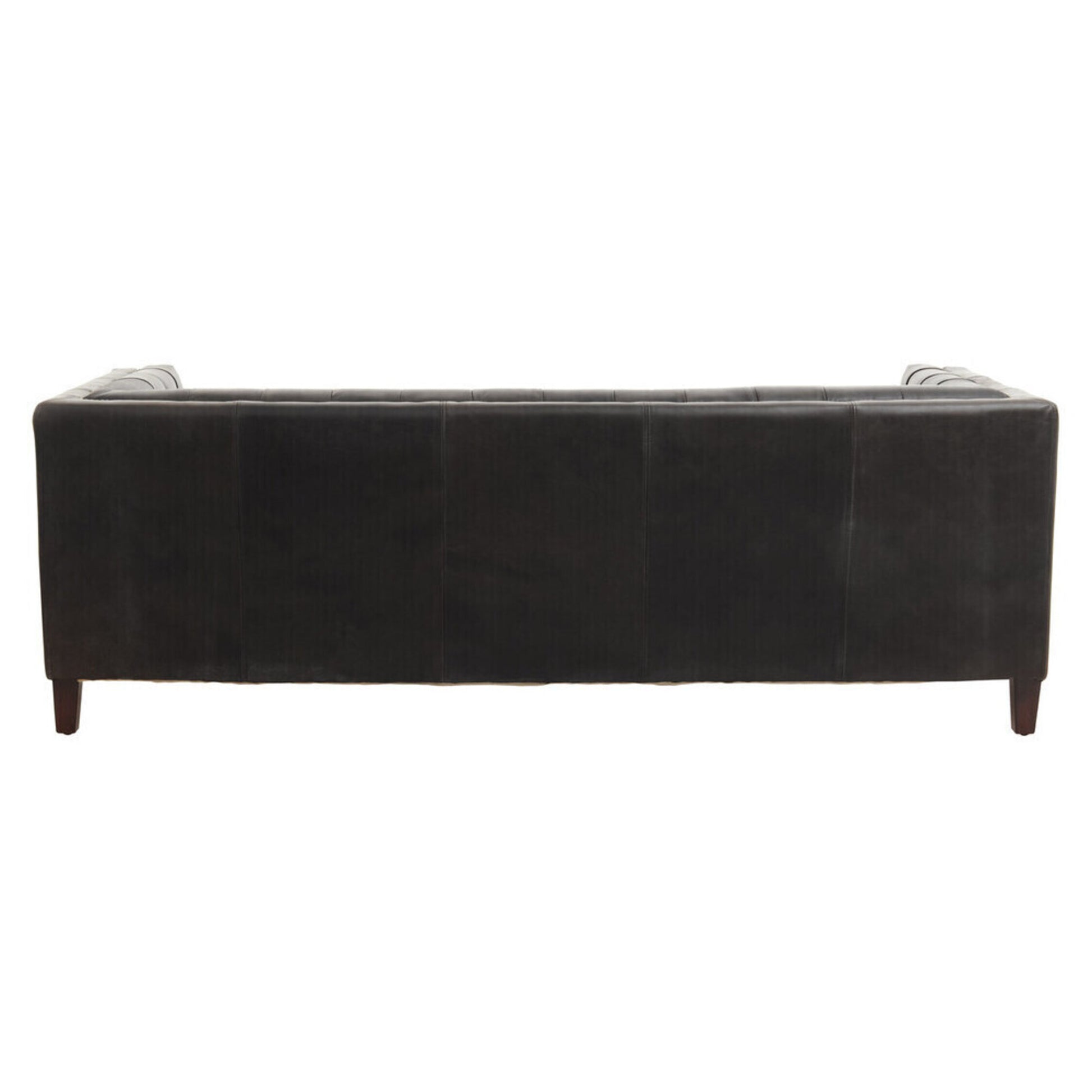 King Three Seater Modern Chesterfield Black Leather Sofa