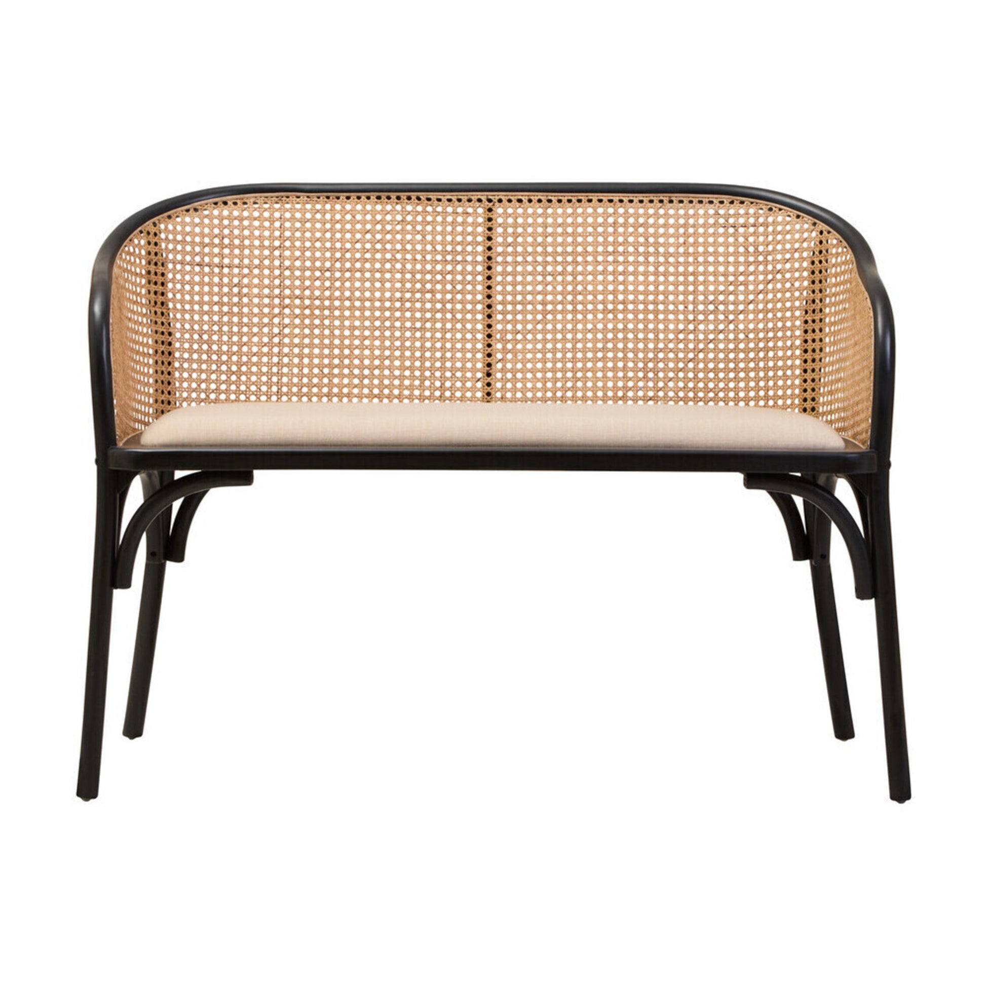 Cebu Natural Cane Bench with Black Beech Wood Frame