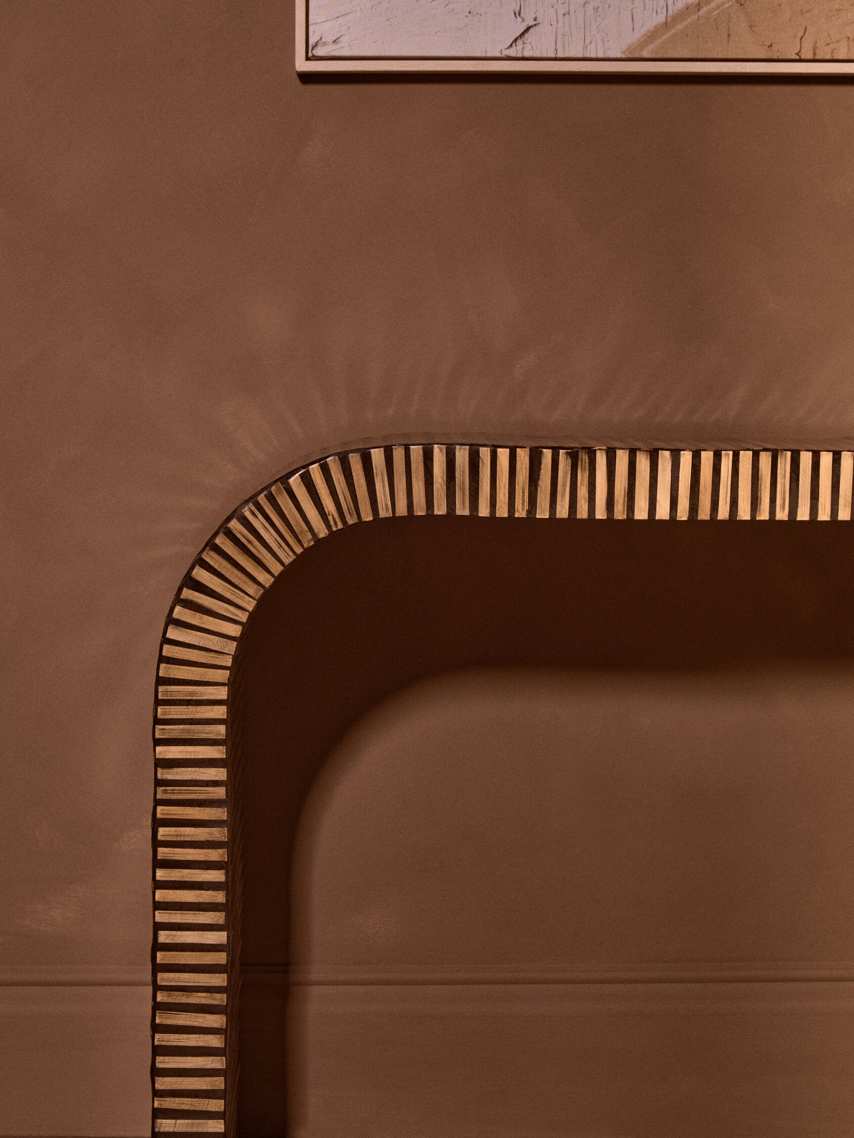 Bambusa Bamboo Inlay Curved Console Table