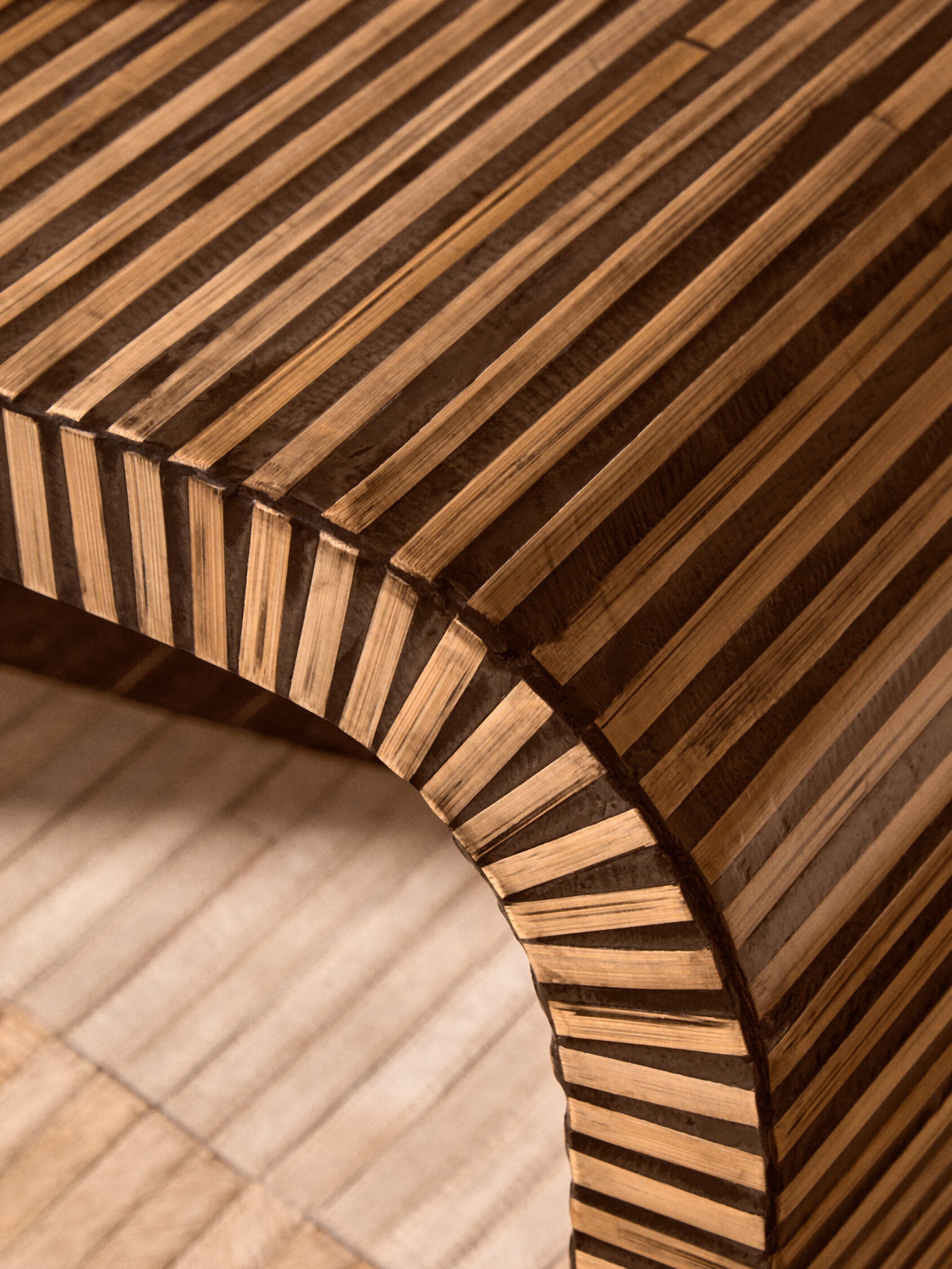 Bambusa Bamboo Inlay Curved Coffee Table