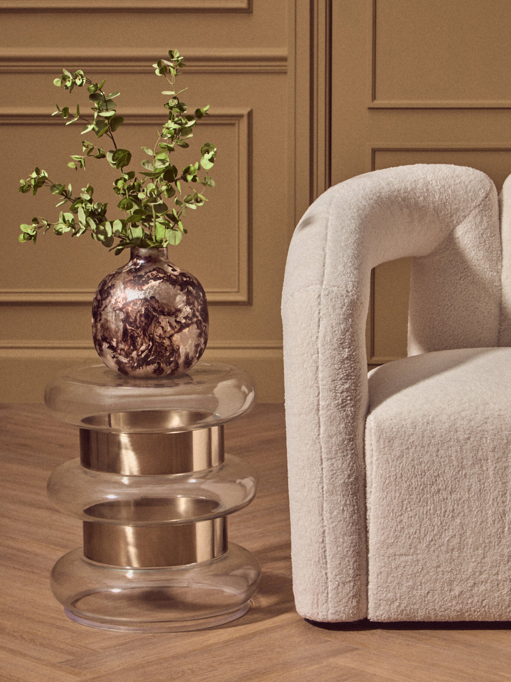 Margot Clear Glass and Gold Side Table