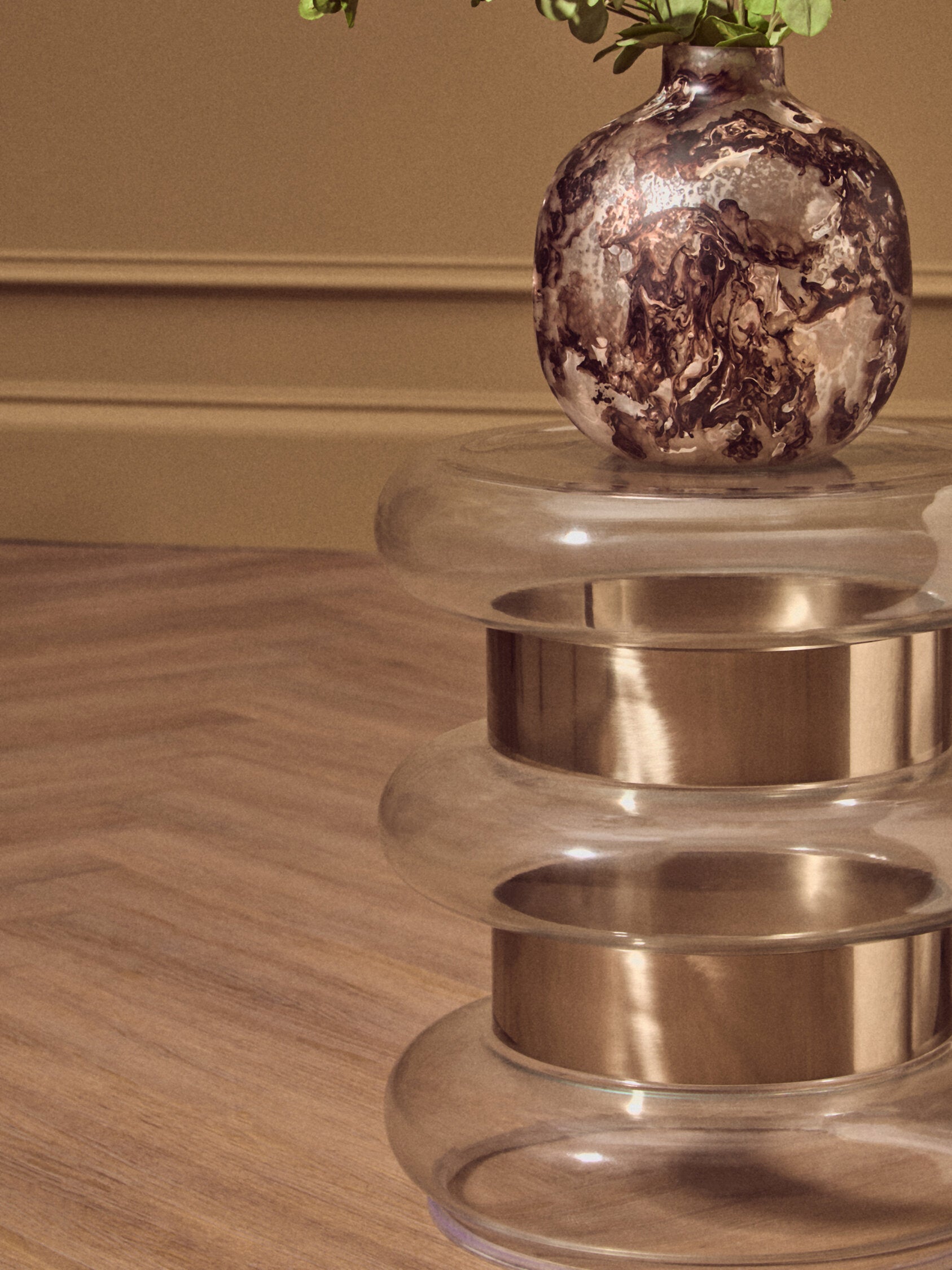 Margot Clear Glass and Gold Side Table