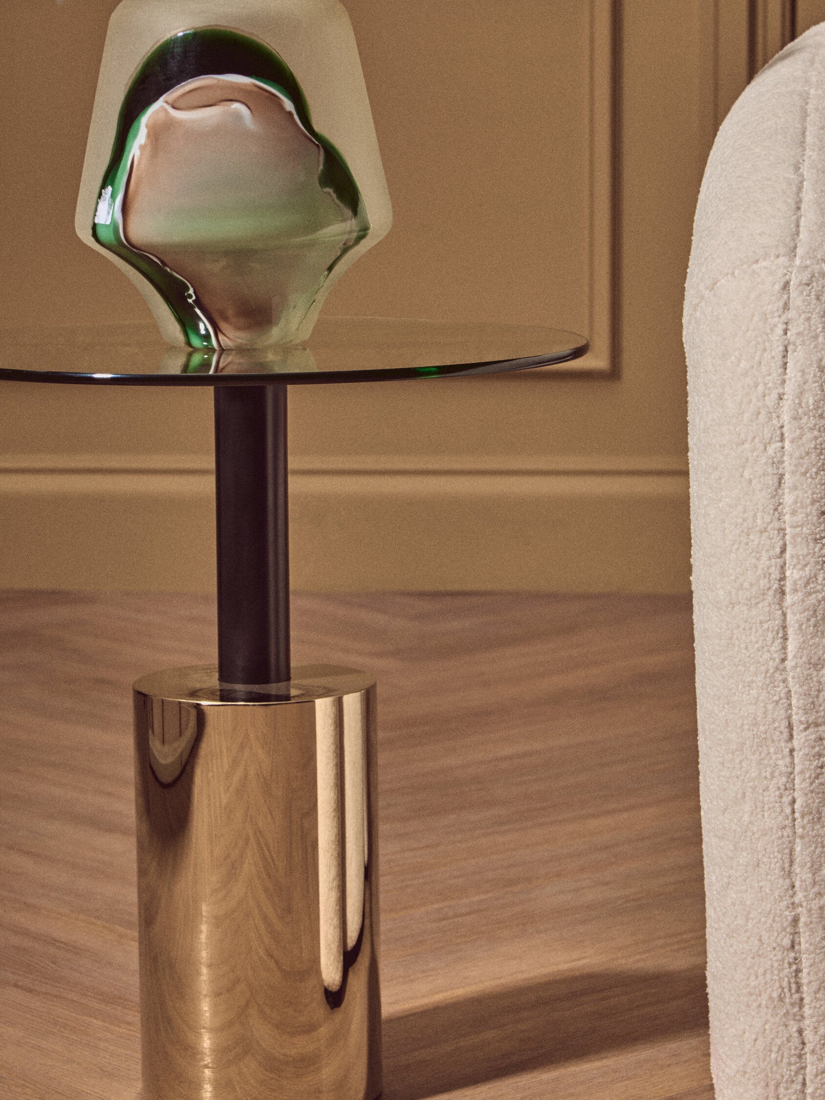 Oria Clear Glass Top and Gold Base Side Table