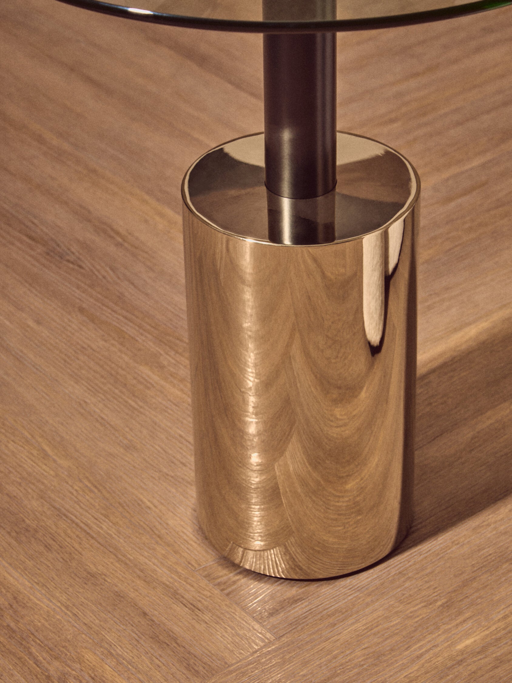Oria Clear Glass Top and Gold Base Side Table