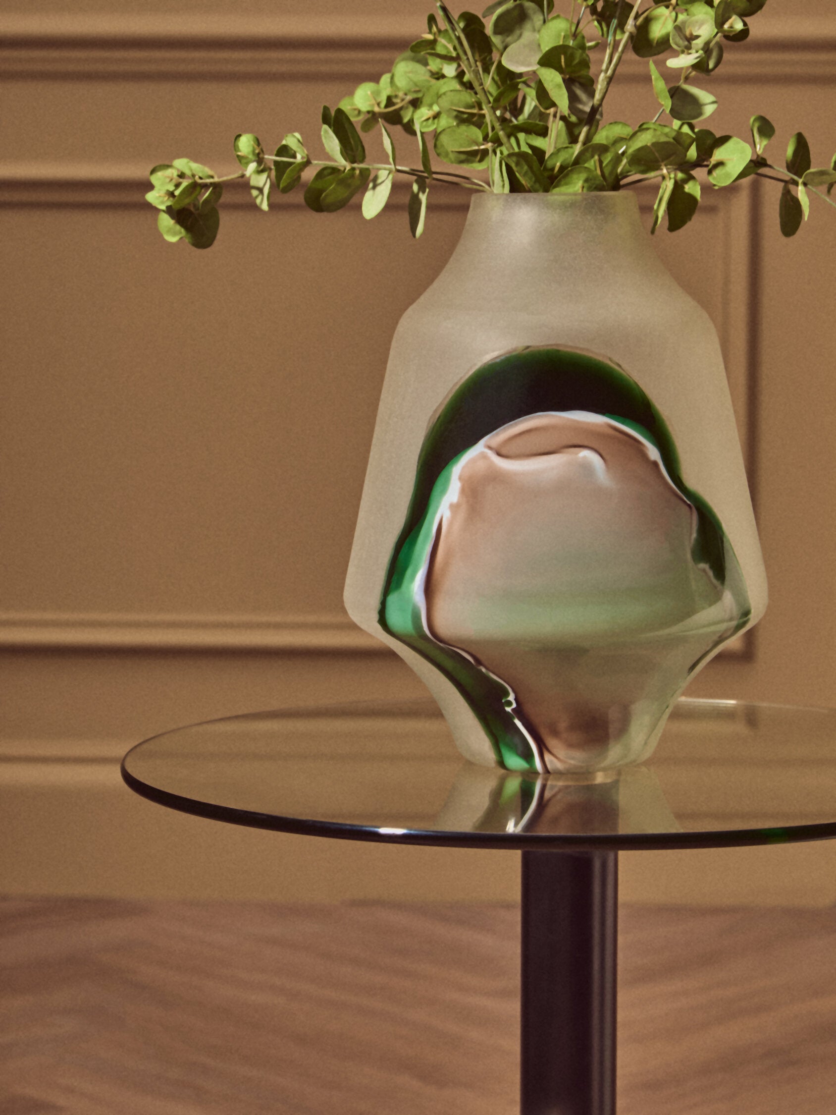 Oria Clear Glass Top and Gold Base Side Table