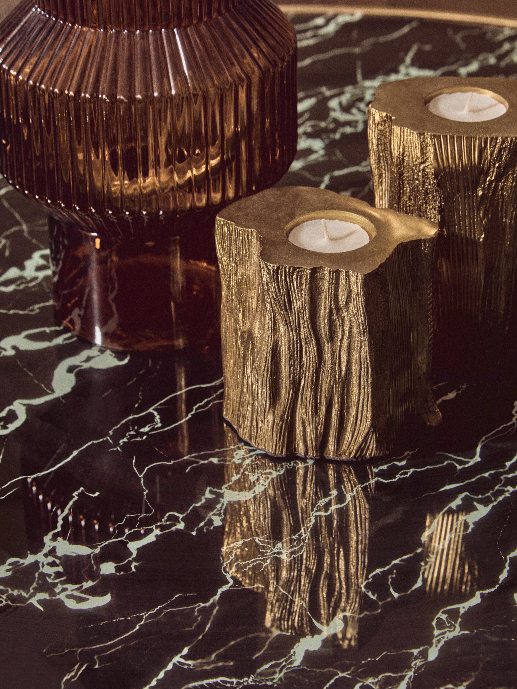 Oria Black Marble Effect Gold Base Coffee Table