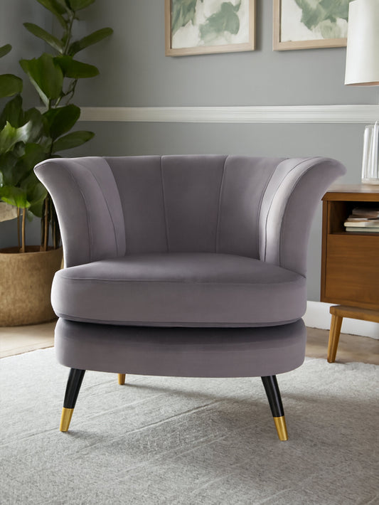 Loretta Mink Velvet Curved Accent Chair