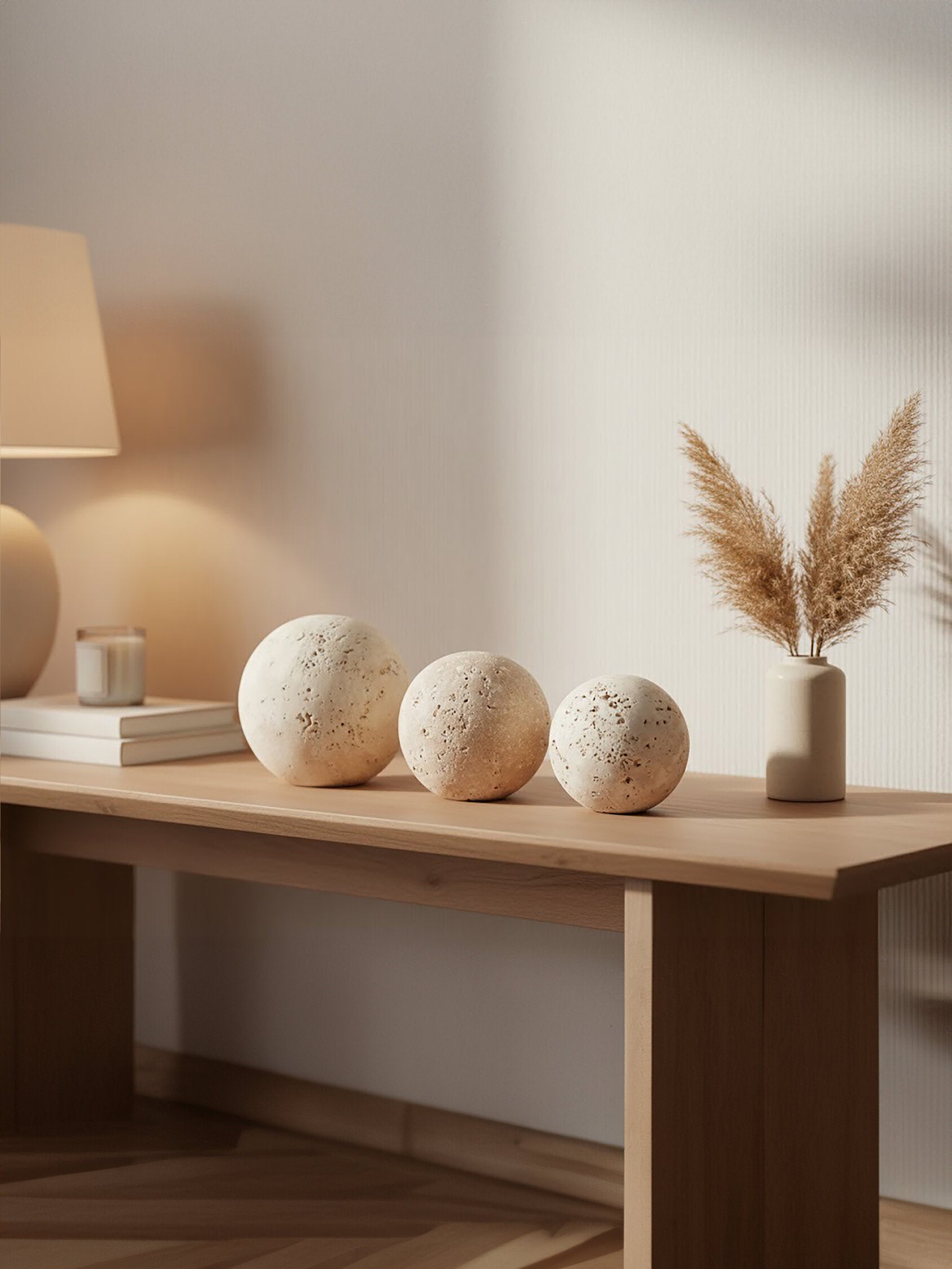 Tibor Travertine Set of 3 Deco Balls