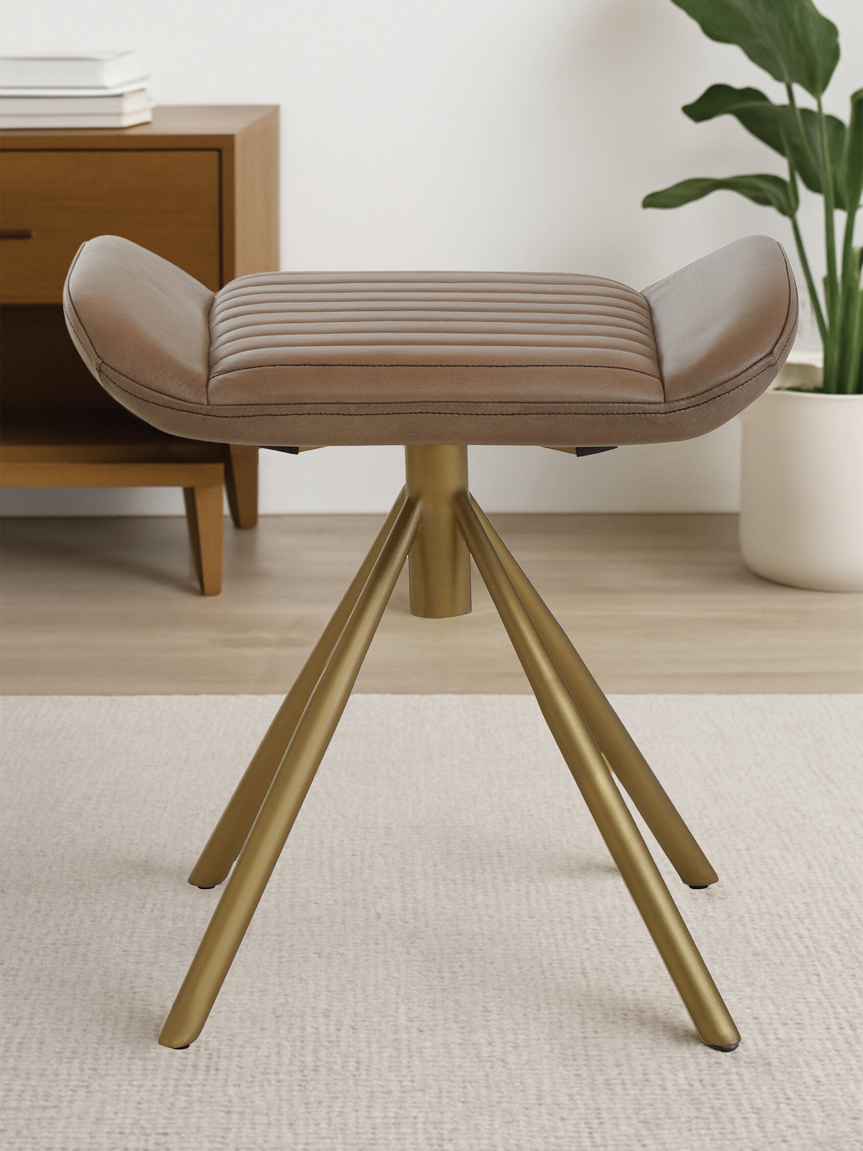 Buffalo Grey Leather Footstool