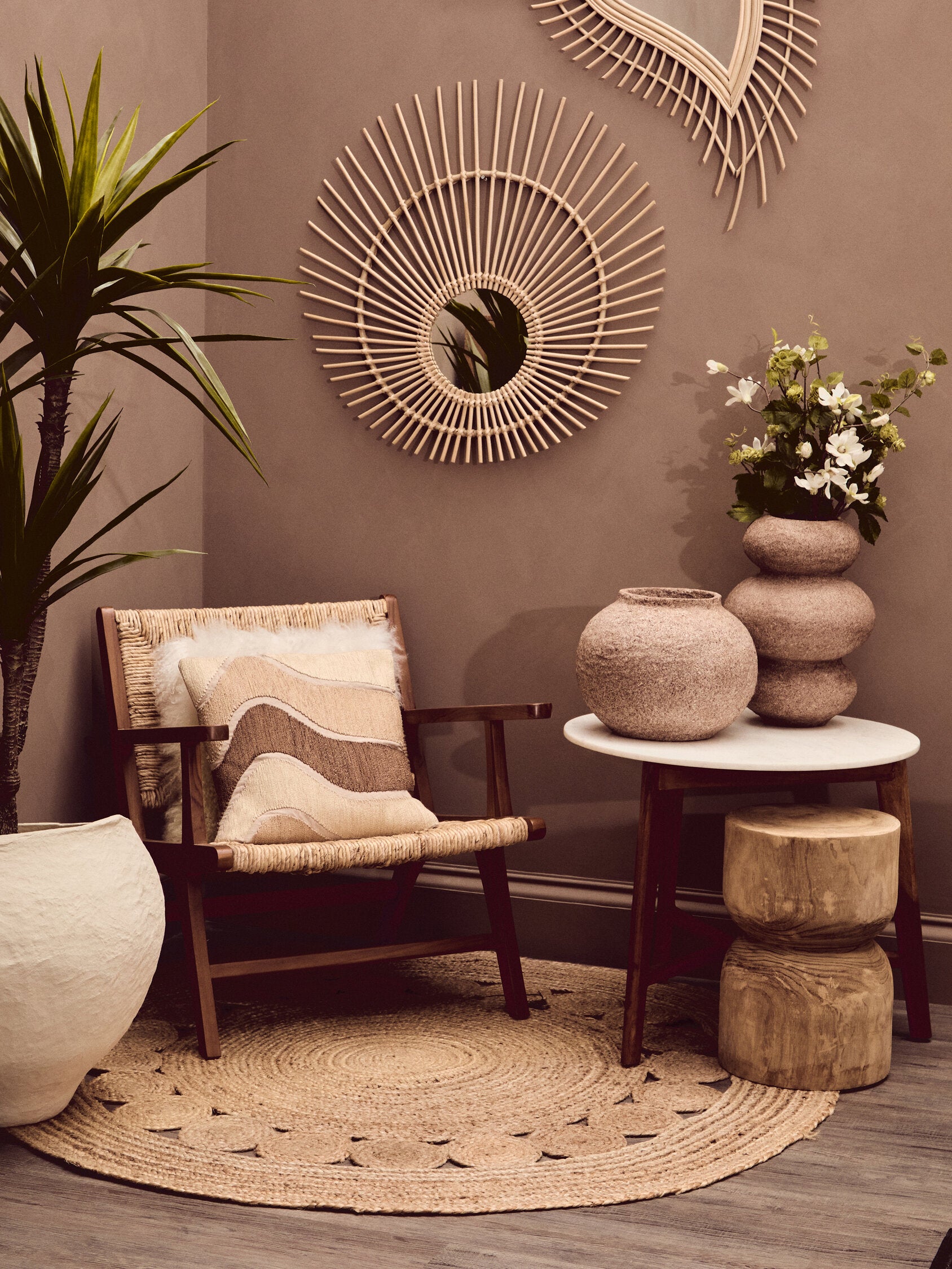 Mataram Teardrop Natural Rattan Wall Mirror