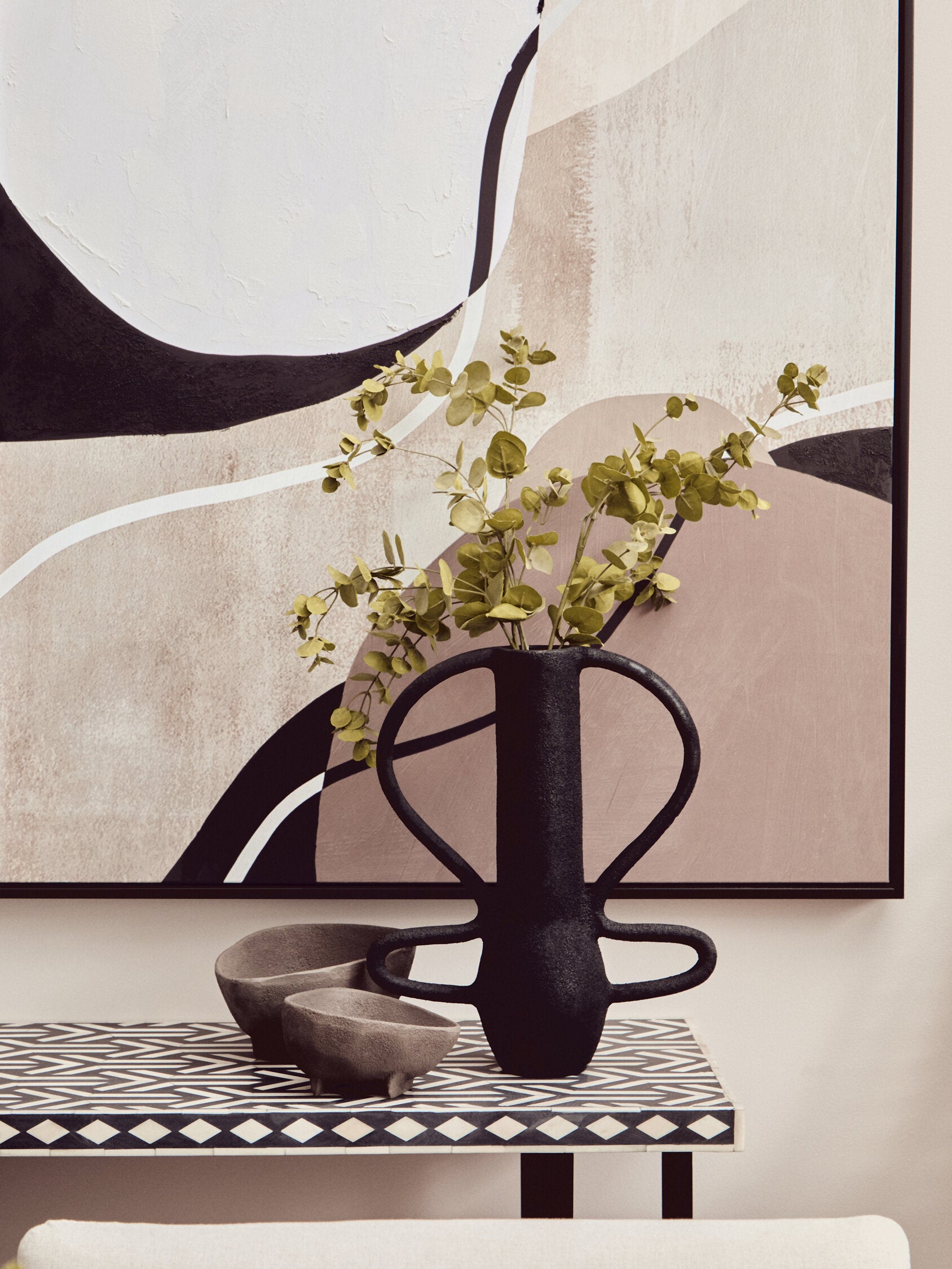 Deriva Large Textured Black Vase