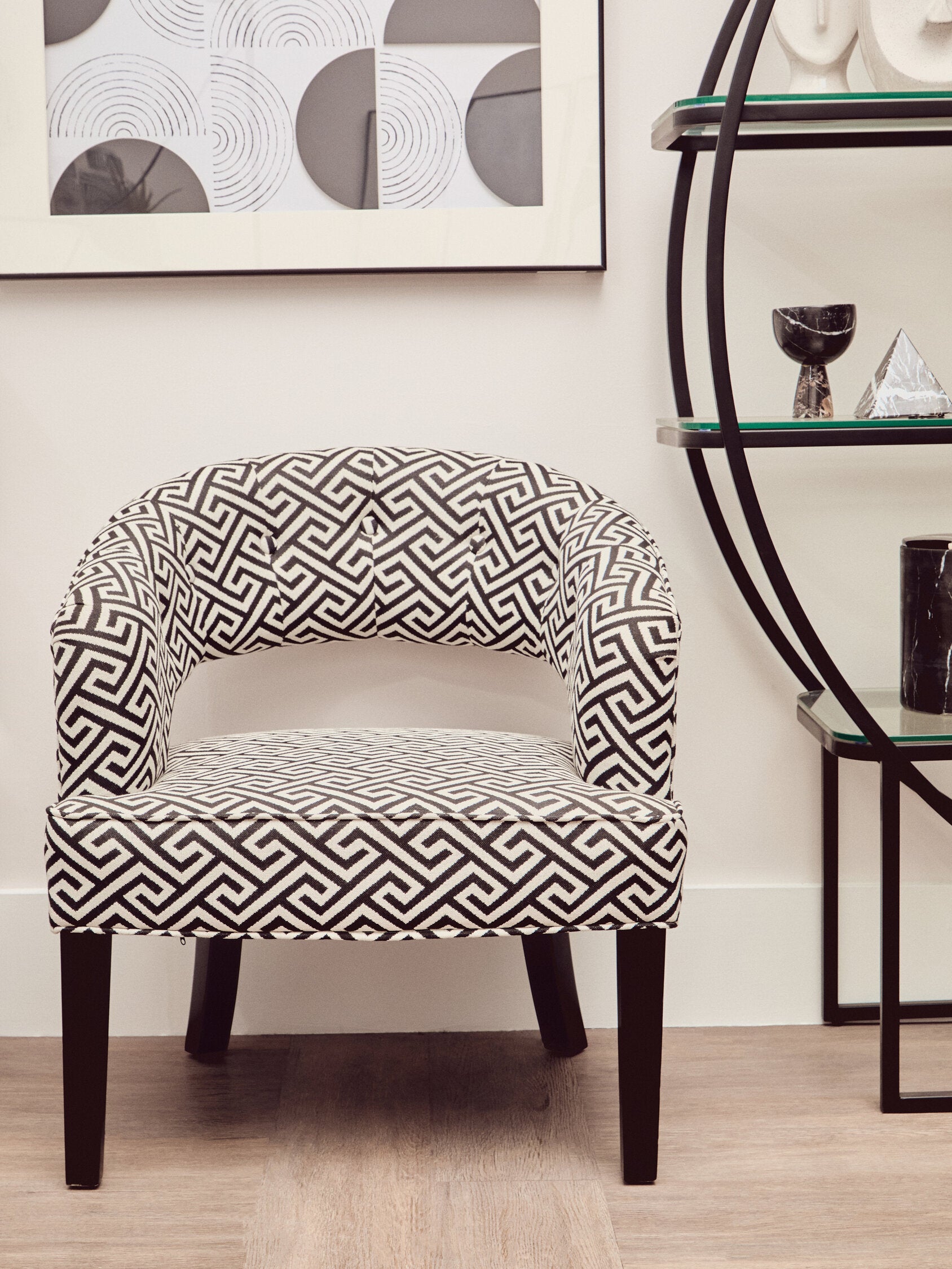 Regents Park Greek Key design Cutout Lounge Chair