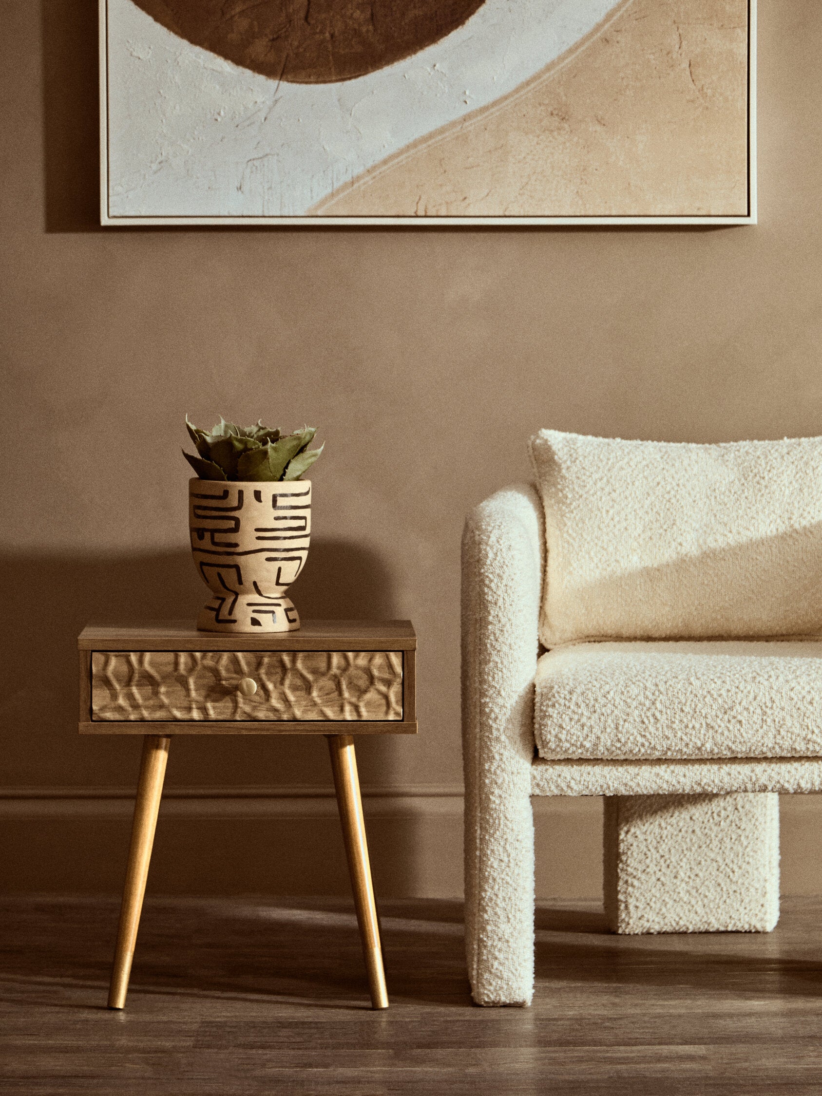 Frida Wood Veneer Bedside Table with 1 Drawer