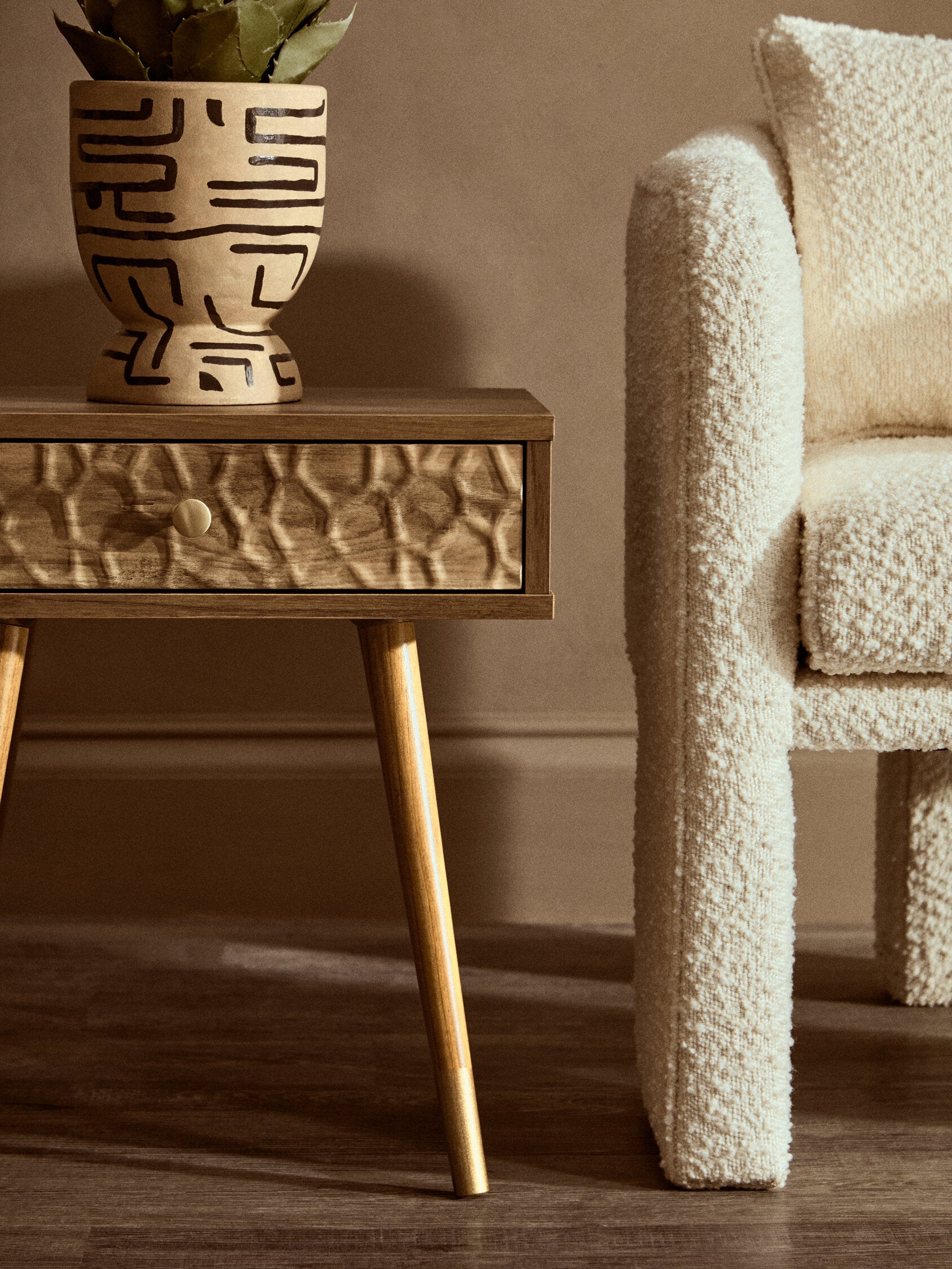 Frida Wood Veneer Bedside Table with 1 Drawer