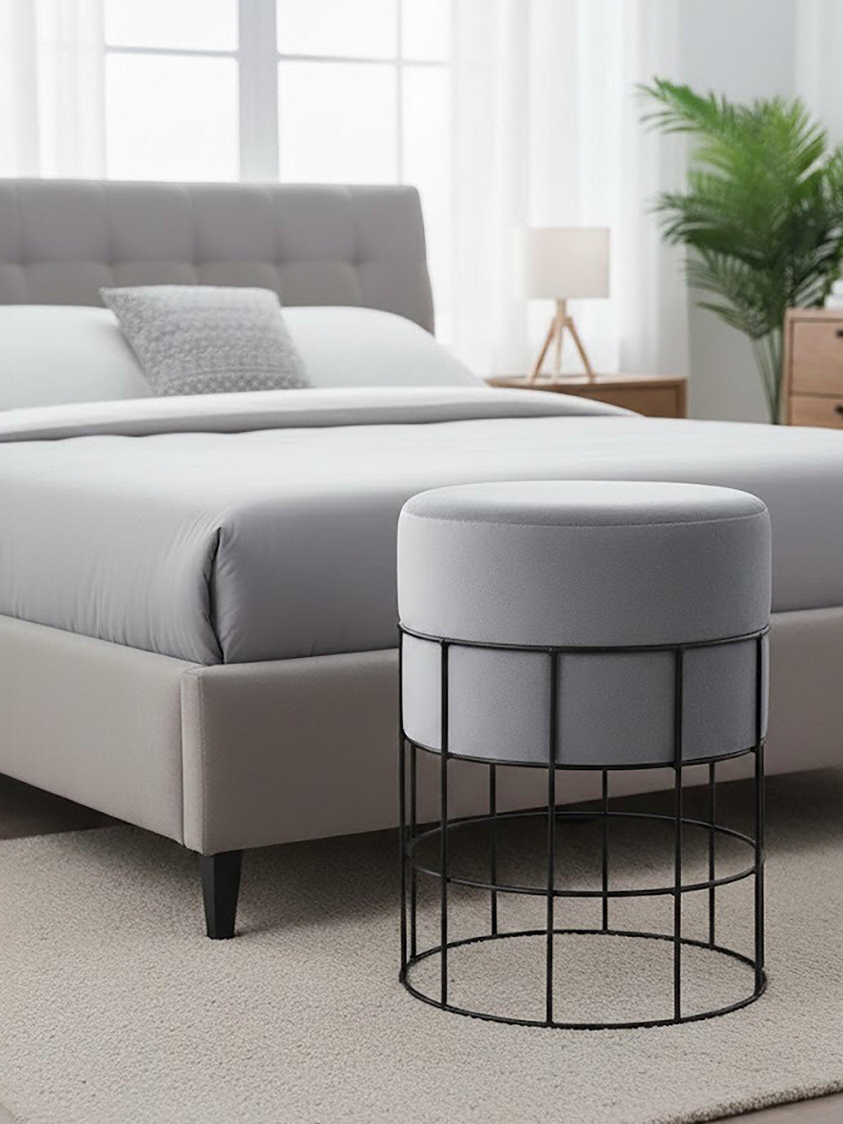 Hayes Cage Frame Velvet Stool