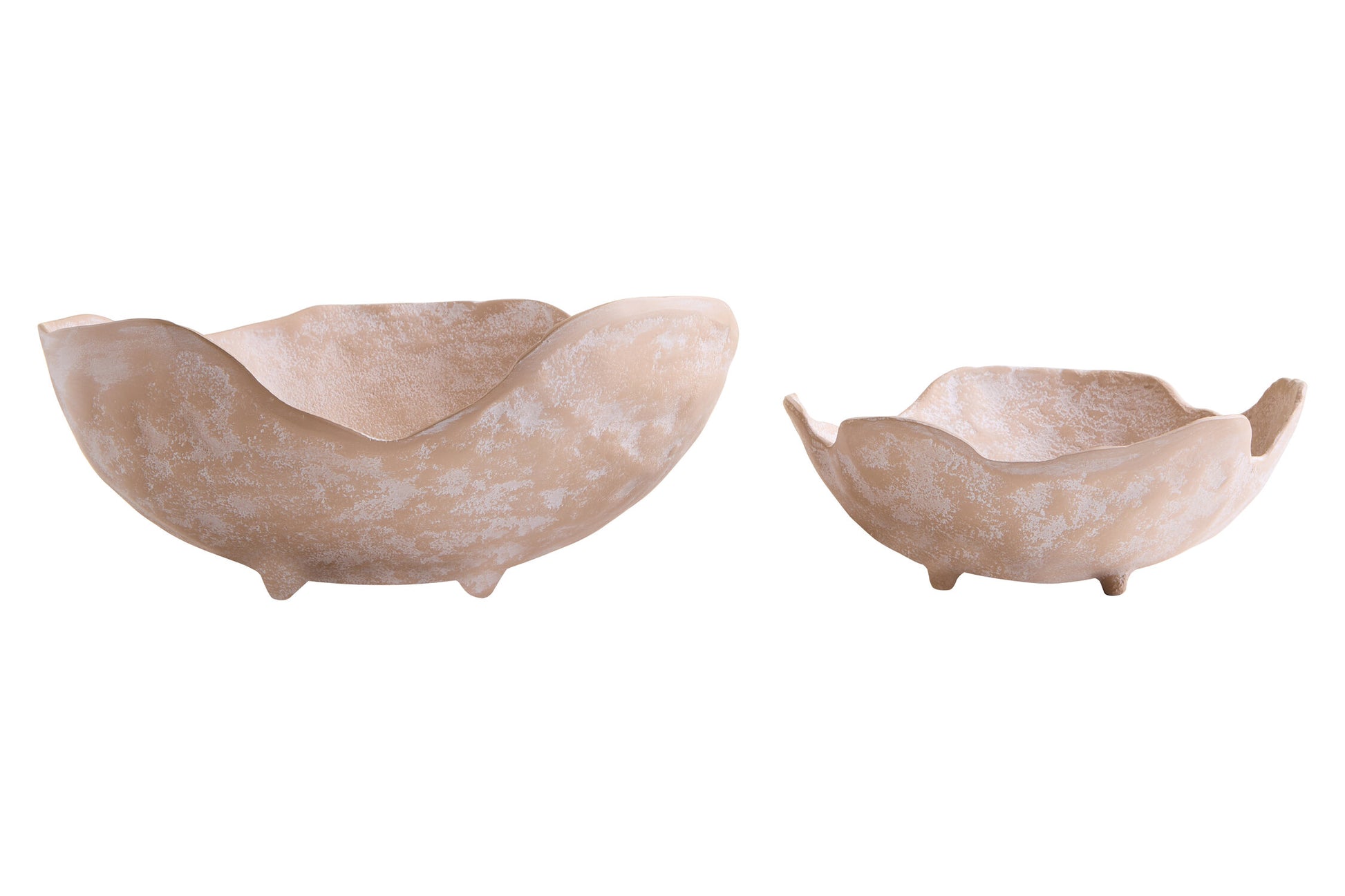 Densita Set of Two Textured Beige Whitewash Bowls