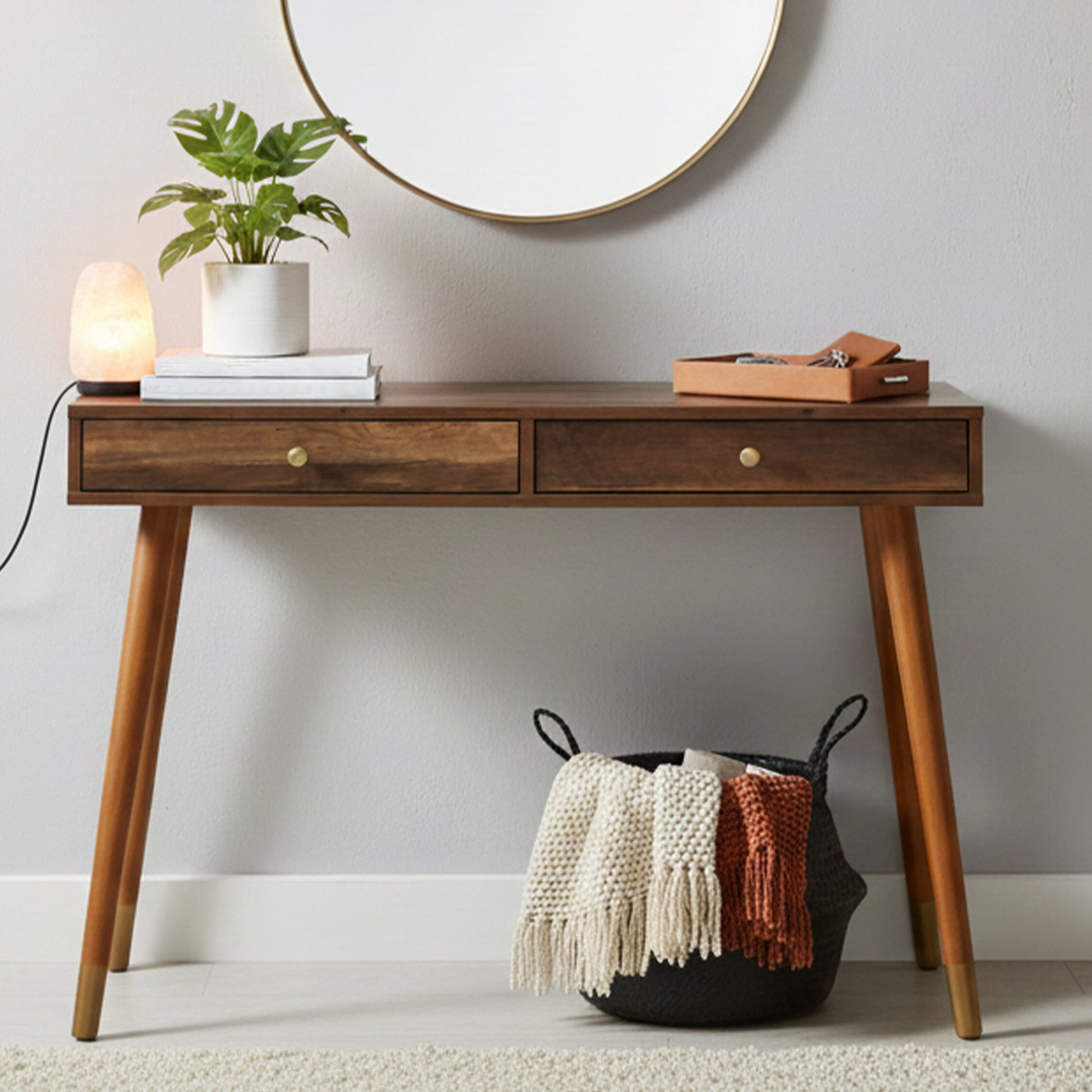 Frida Wood Veneer Console Table with 2 Drawers