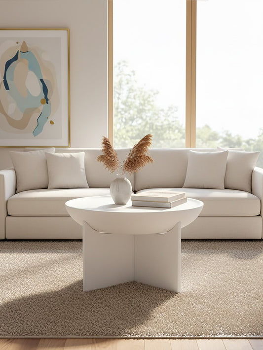 Walsa Whitewash Mango Wood Round Coffee Table