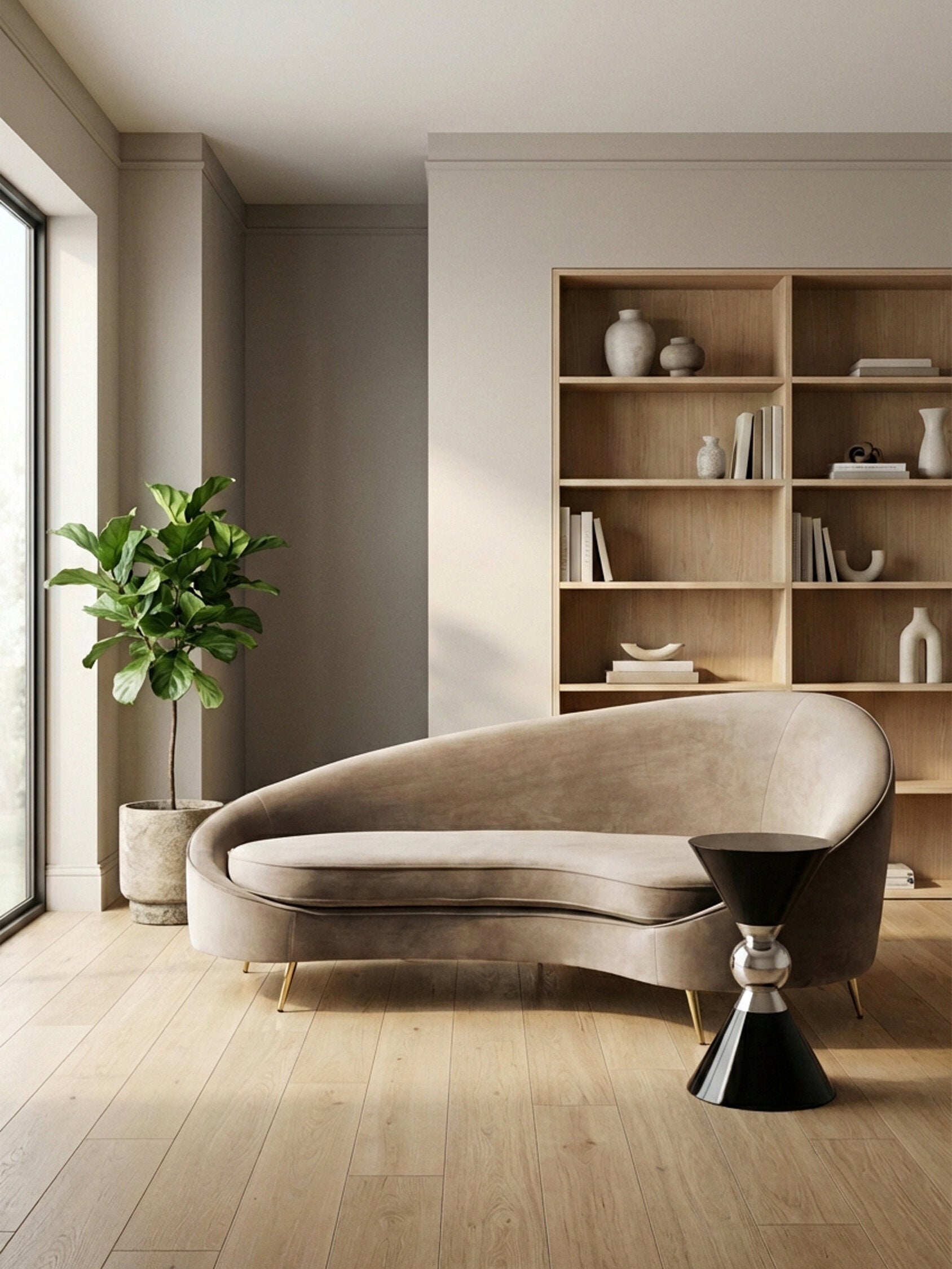 Hasina Three Seat Mink Velvet Sofa