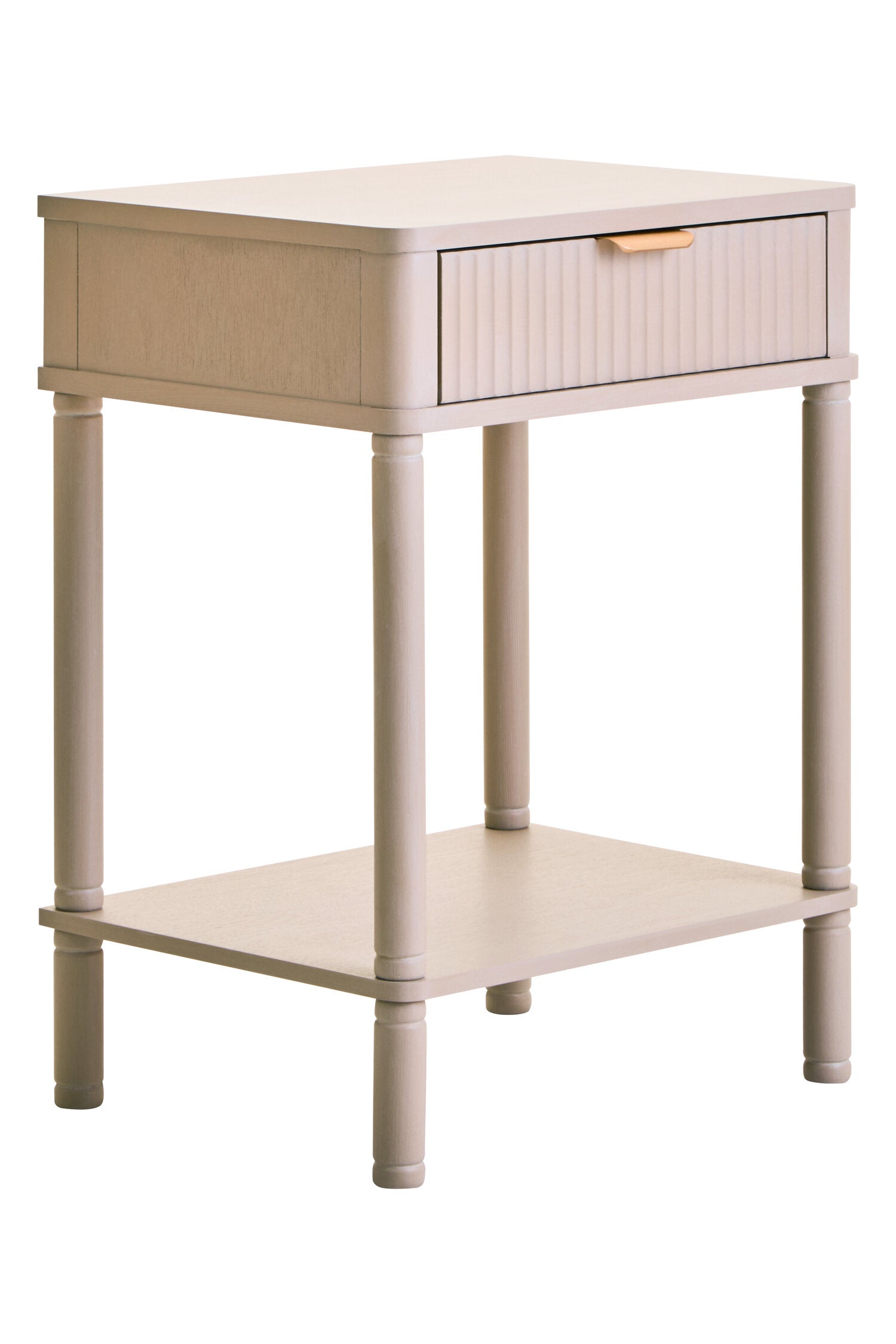 Heritage One Drawer Reed Detail Taupe Wooden Side Table