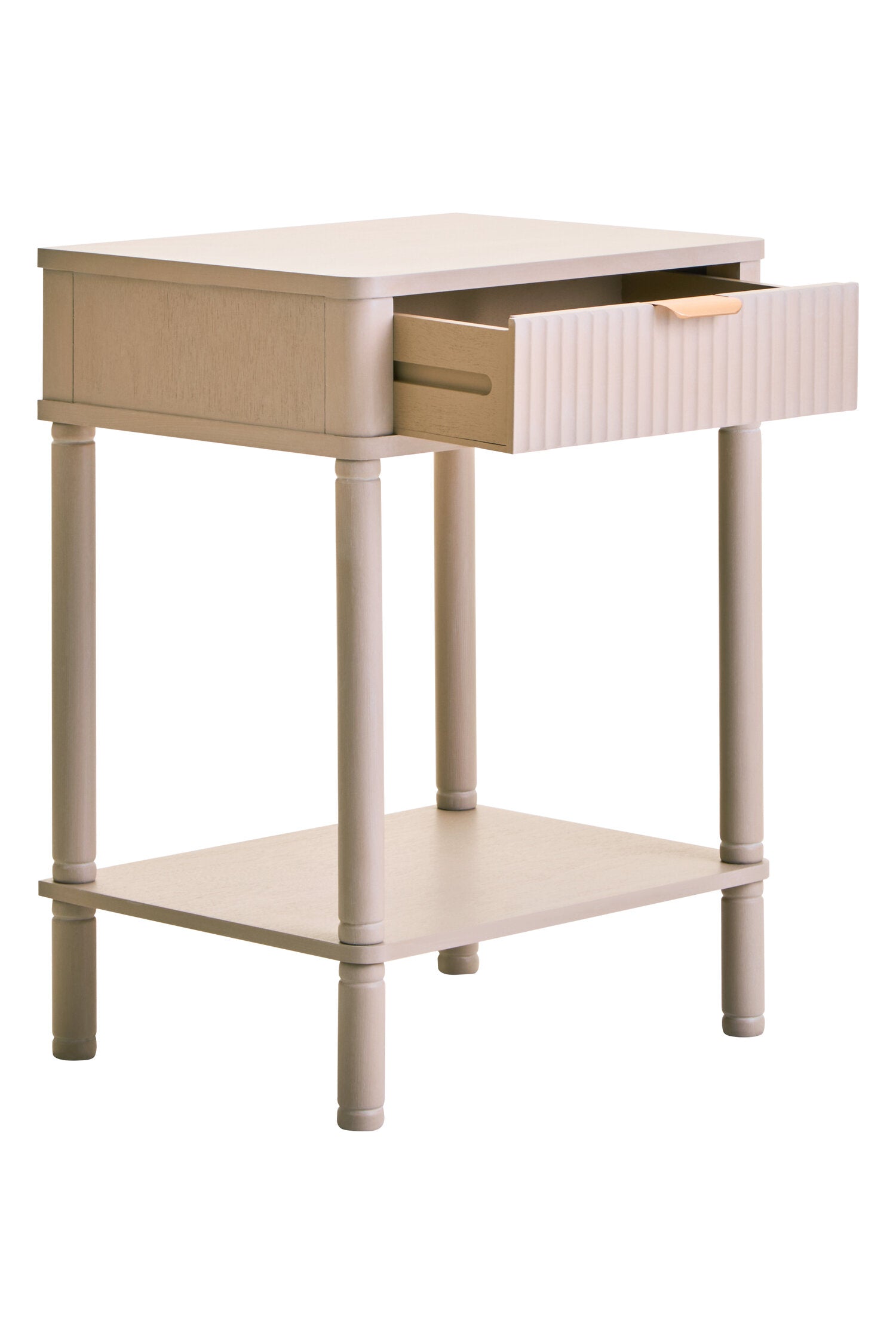 Heritage One Drawer Reed Detail Taupe Wooden Side Table