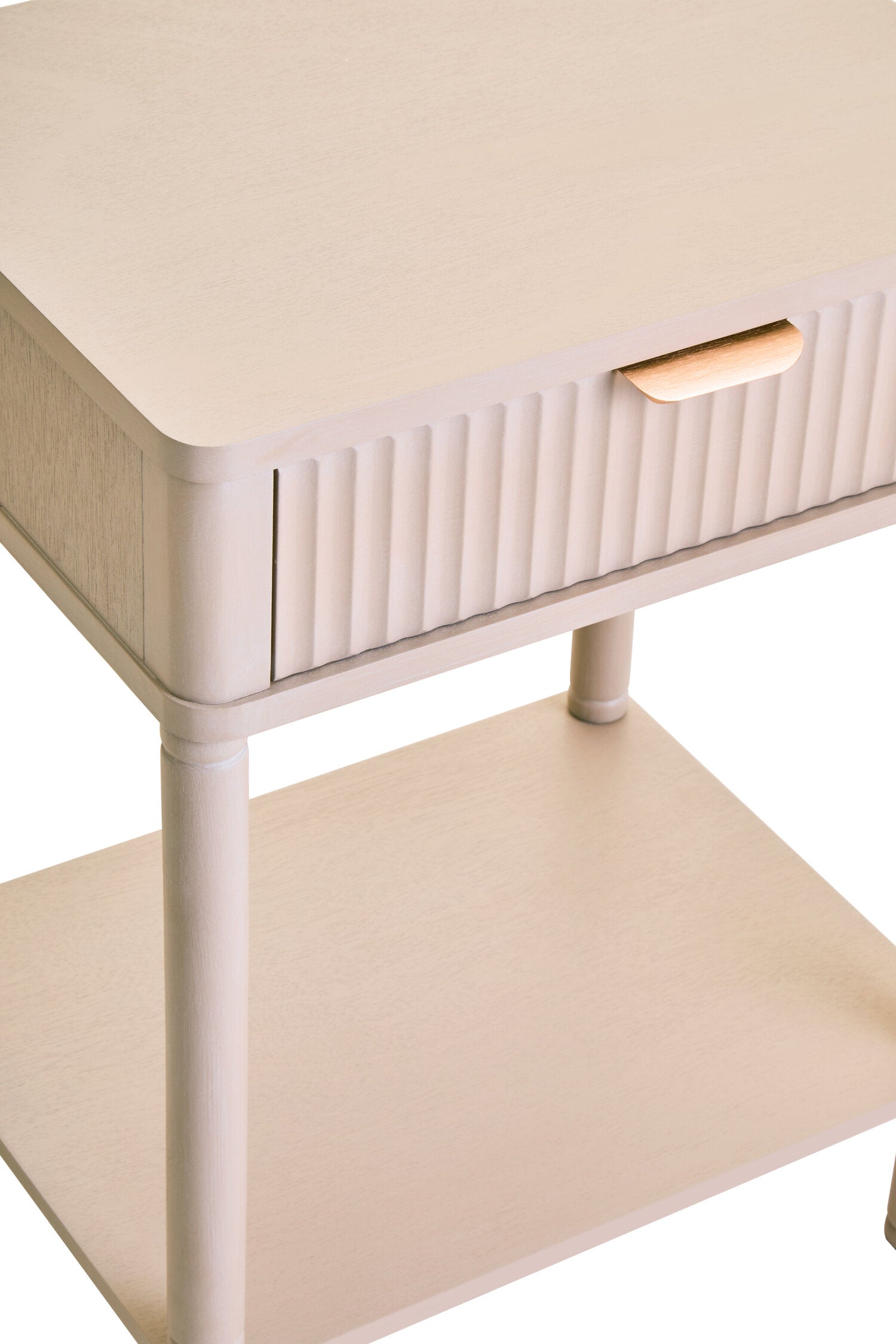 Heritage One Drawer Reed Detail Taupe Wooden Side Table