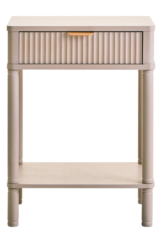 Heritage One Drawer Reed Detail Taupe Wooden Side Table