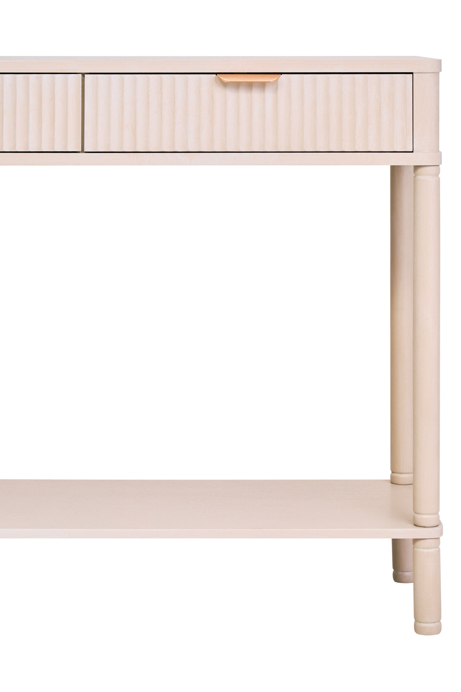 Heritage Two Drawer Reed Detail Taupe Wooden Console Table