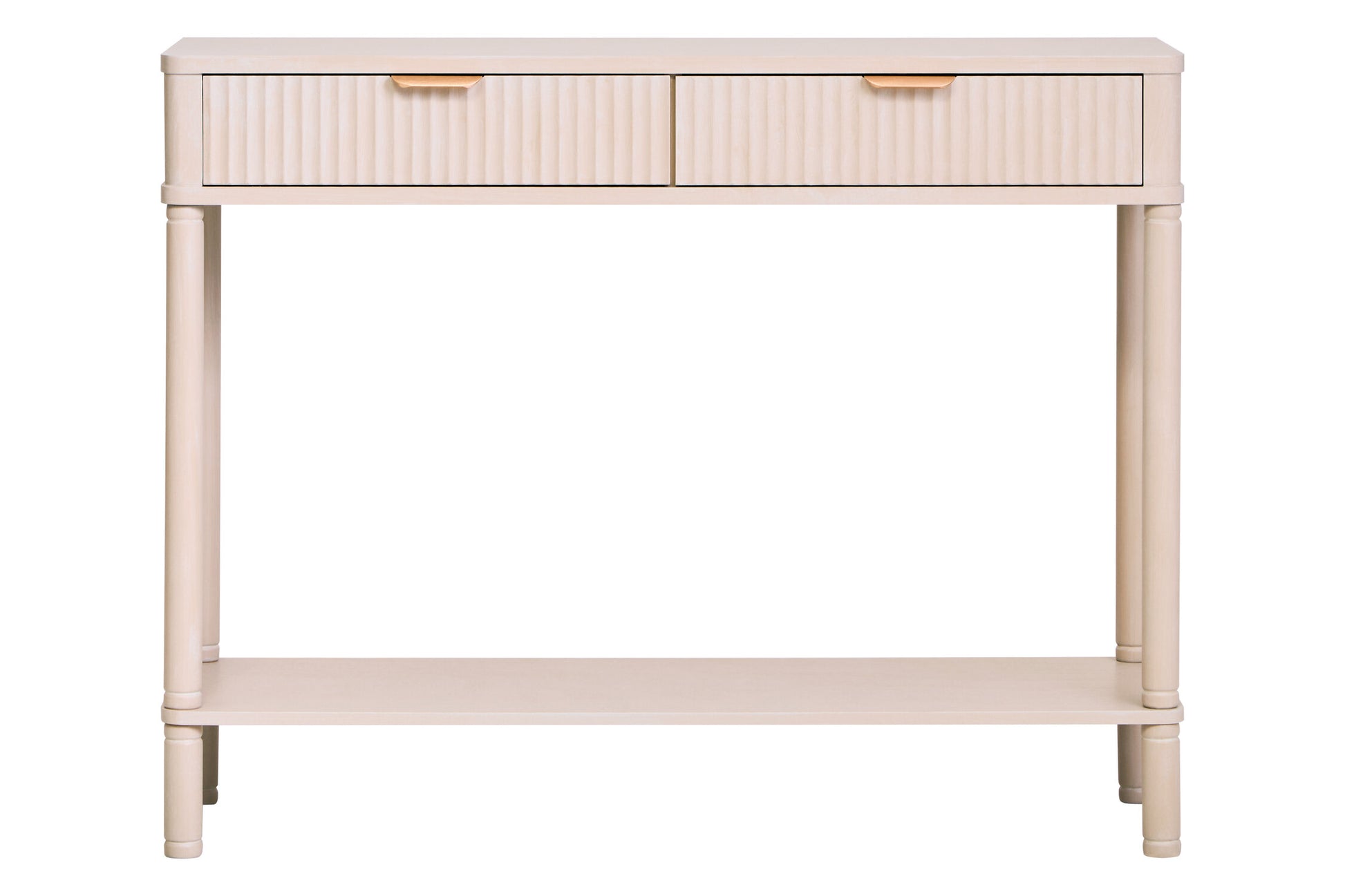 Heritage Two Drawer Reed Detail Taupe Wooden Console Table