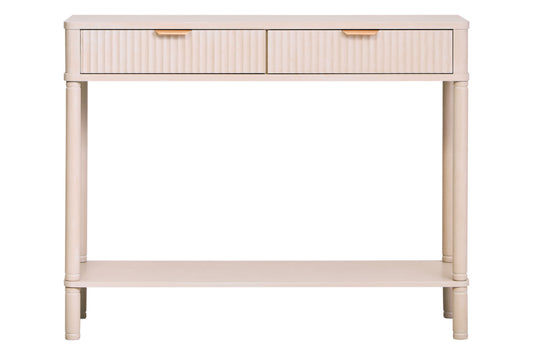 Heritage Two Drawer Reed Detail Taupe Wooden Console Table