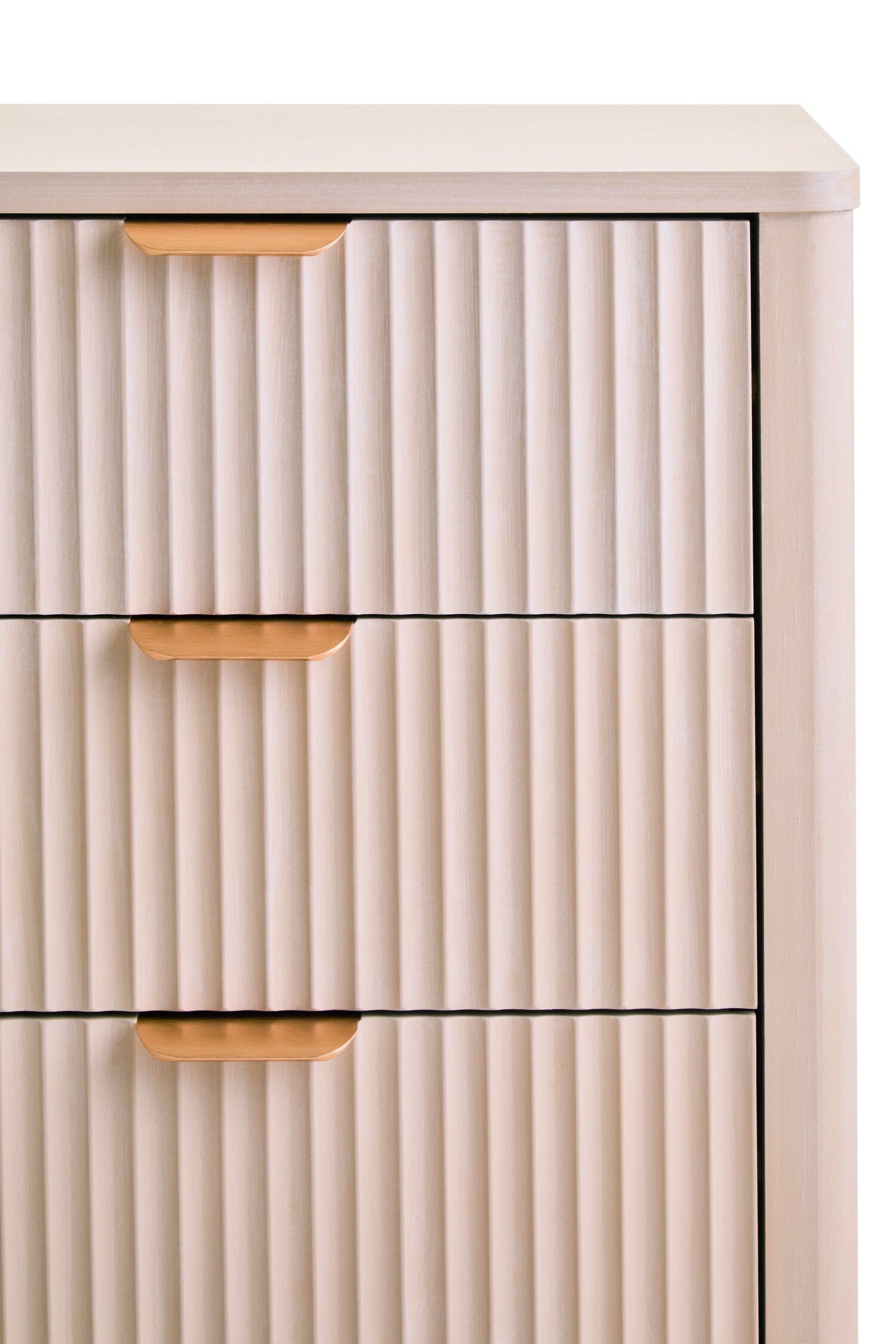 Heritage Reed Detail Taupe Three Drawer Wooden Chest