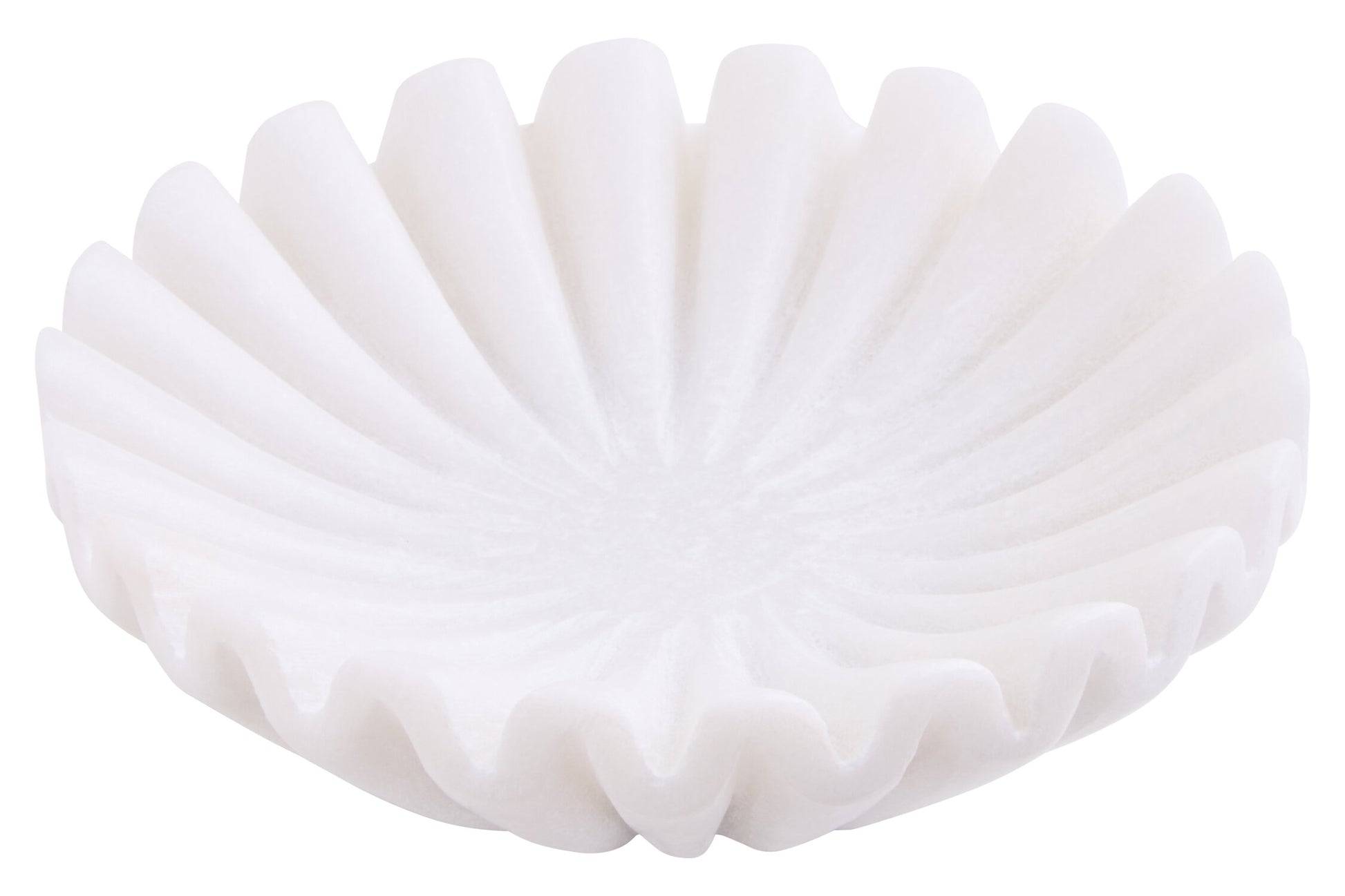 Savio White Fluted Marble Trinket Bowl