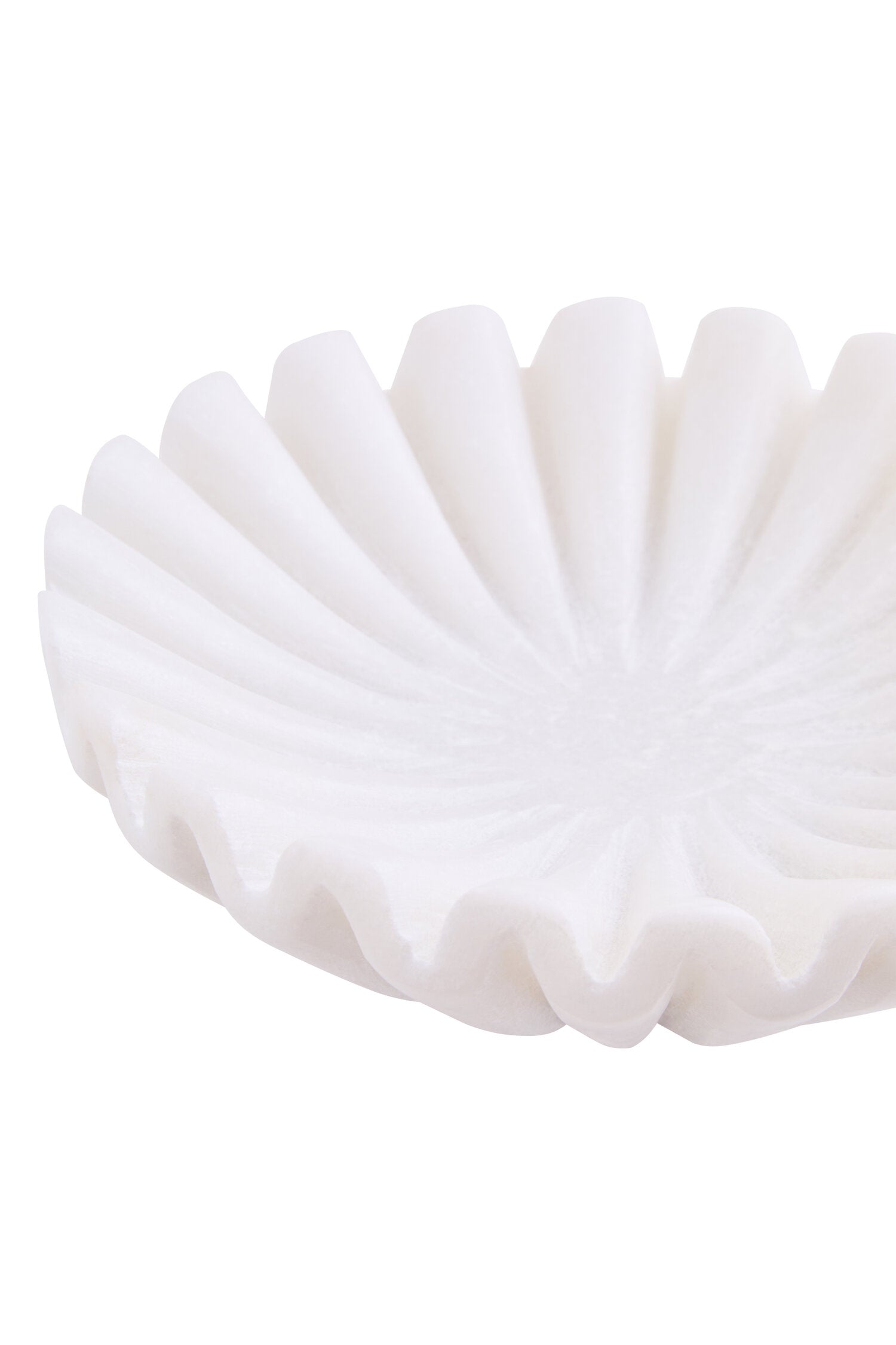 Savio White Fluted Marble Trinket Bowl